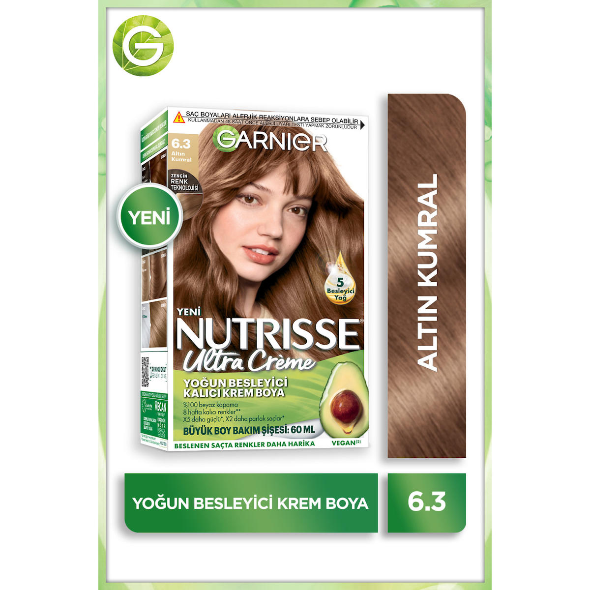 Garnier 6.3 Altın Kumral Vegan Krem Saç Boyası 60 ml