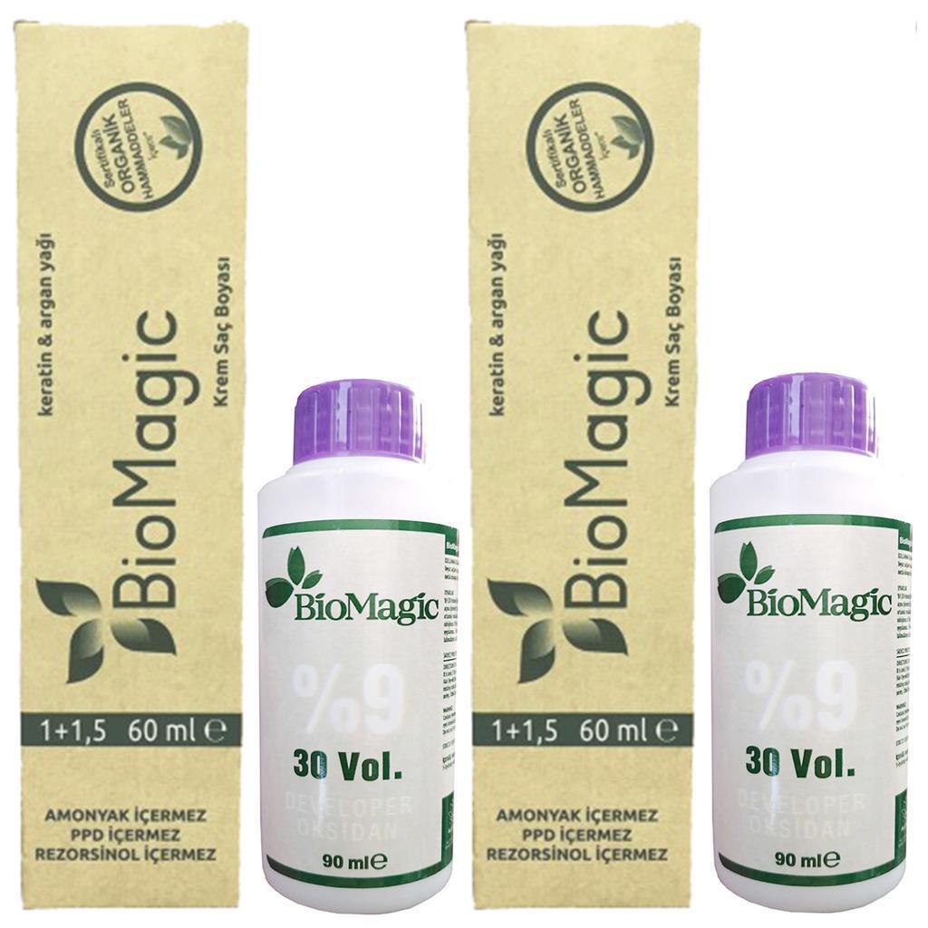 Biomagic 8.00 Açık Kumral Organik Amonyaksız Krem Saç Boyası 2x60 ml