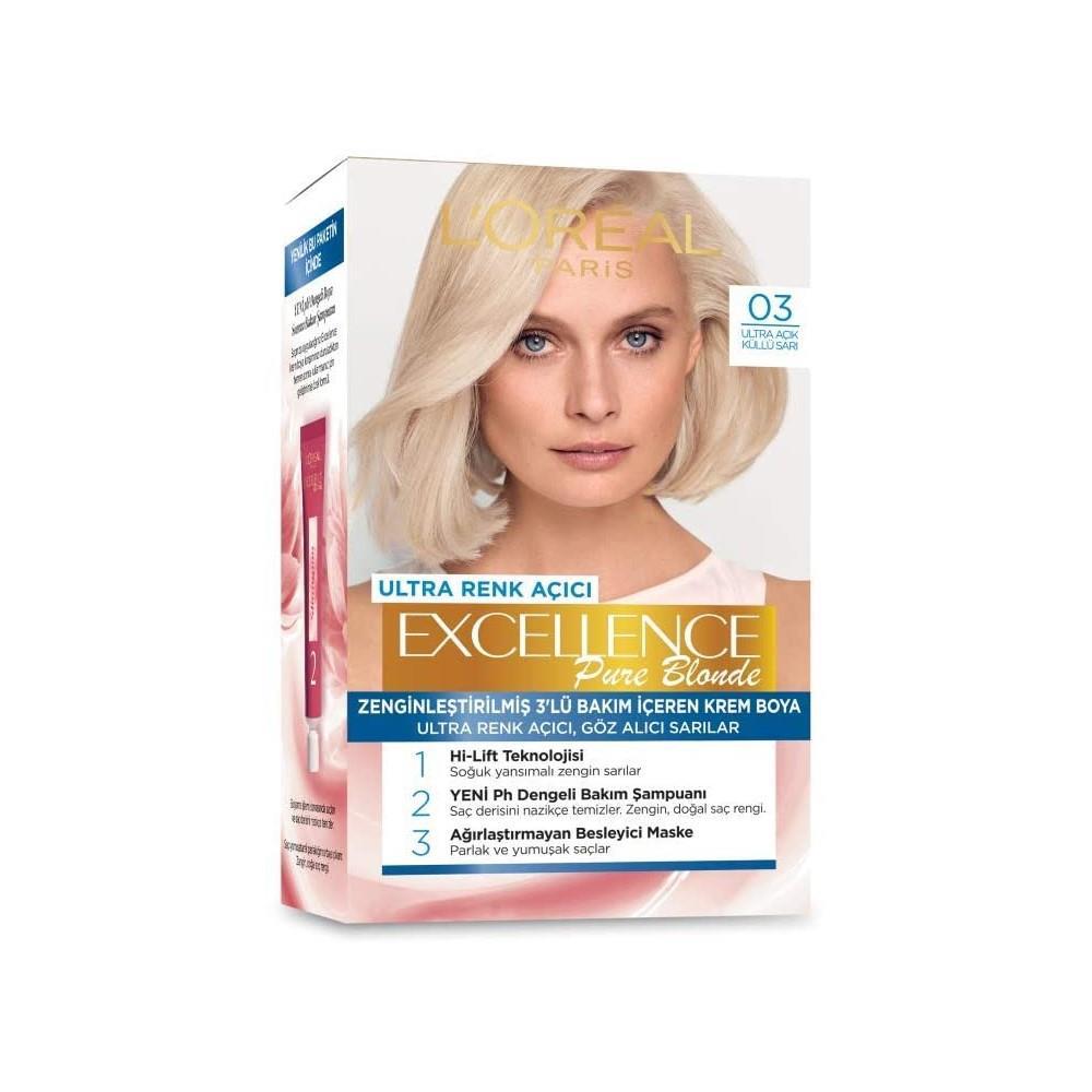 L'Oréal Paris 03 Ultra Açık Küllü Sarı Amonyaksız Krem Saç Boyası 48 ml