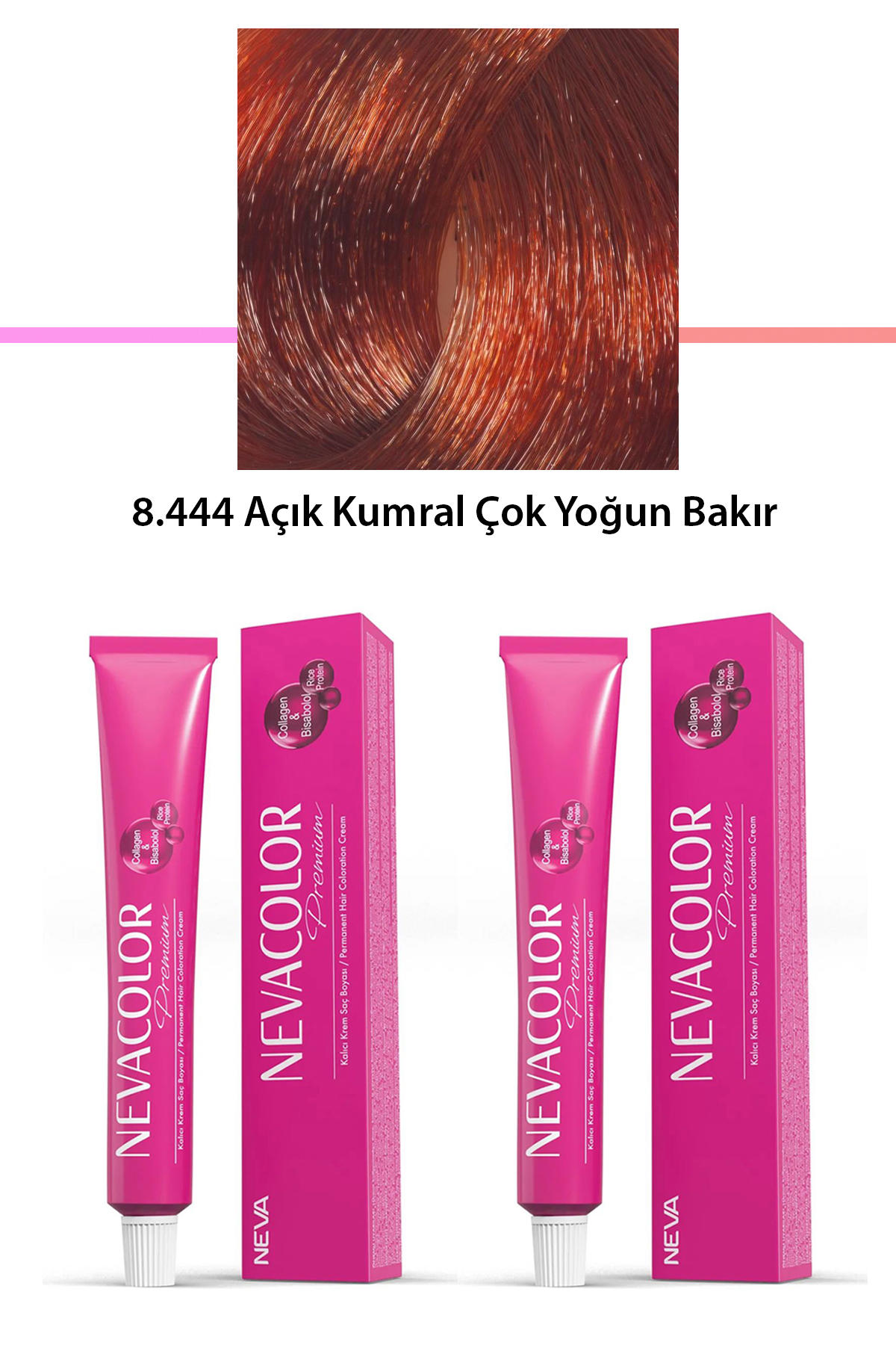 Nevacolor 8.444 Açık Kumral Çok Yoğun Bakır Organik Krem Saç Boyası 50 gr