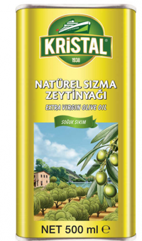 Kristal Natürel Yumuşak Doğal Polifenolsüz Soğuk Sıkım Olgun Hesap Teneke Sızma Zeytinyağı 0.5 lt