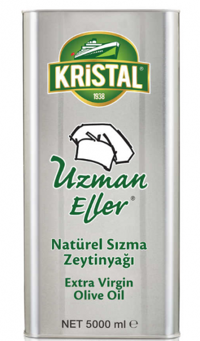 Kristal Uzman Eller Natürel Polifenolsüz Soğuk Sıkım Olgun Hesap Teneke Sızma Zeytinyağı 5 lt