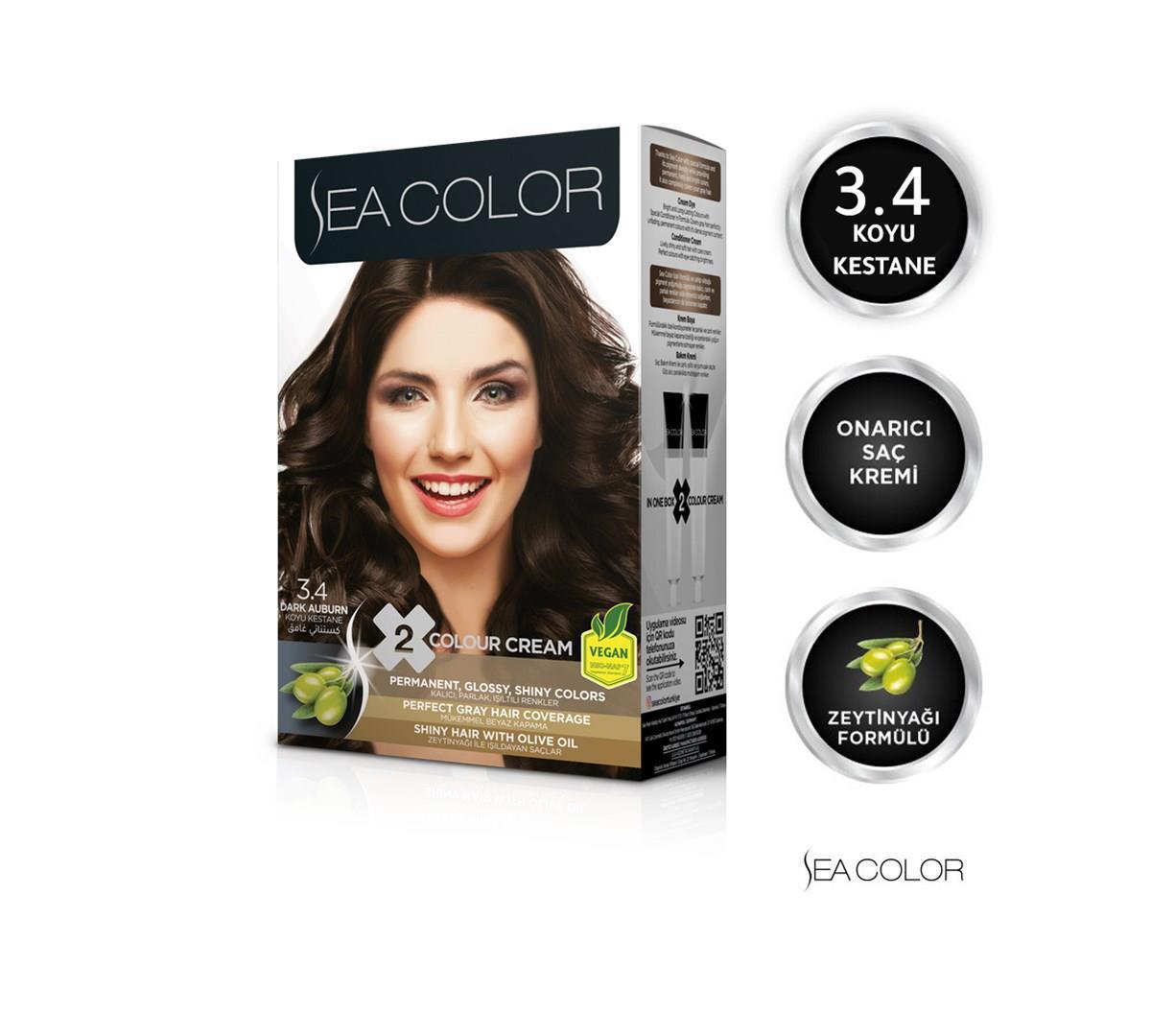 Sea Color 3.4 Koyu Kestane Krem Saç Boyası
