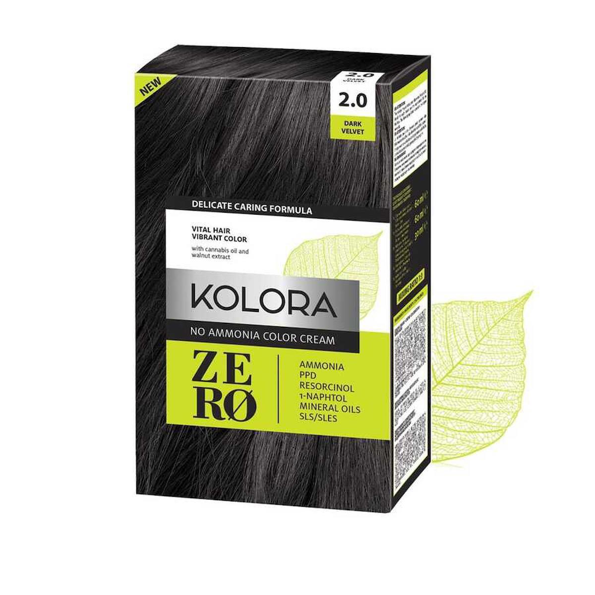 Kolora Zero 2.0 Kadife Siyah Amonyaksız Krem Saç Boyası 150 ml
