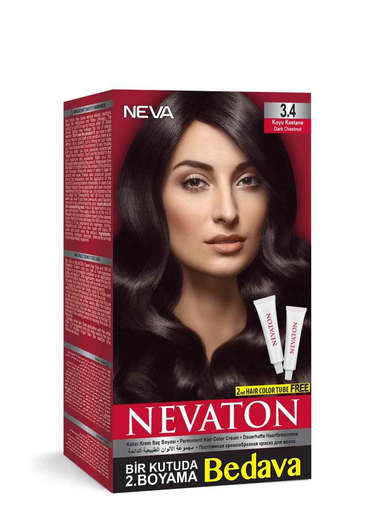 Neva 3.4 Koyu Kahve Organik Krem Saç Boyası 50 gr