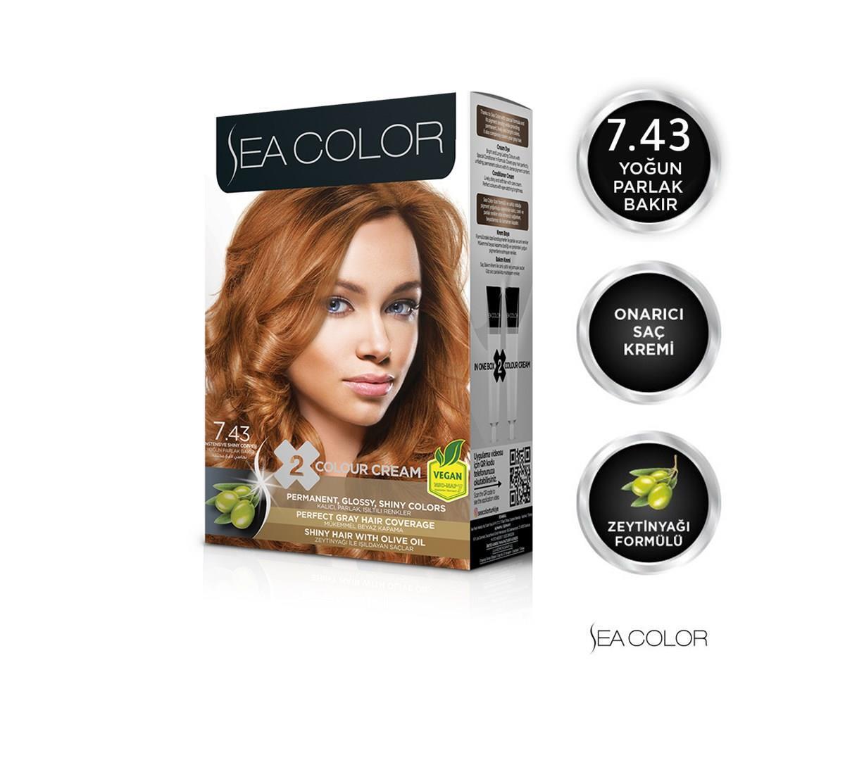 Sea Color 7.43 Yoğun Parlak Bakır Krem Saç Boyası