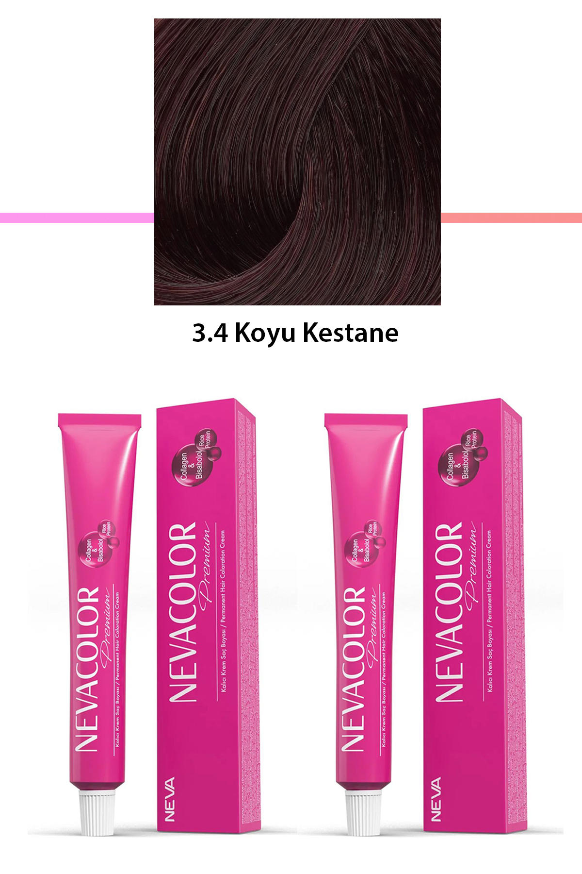 Nevacolor 3.4 Koyu Kestane Organik Krem Saç Boyası 50 gr