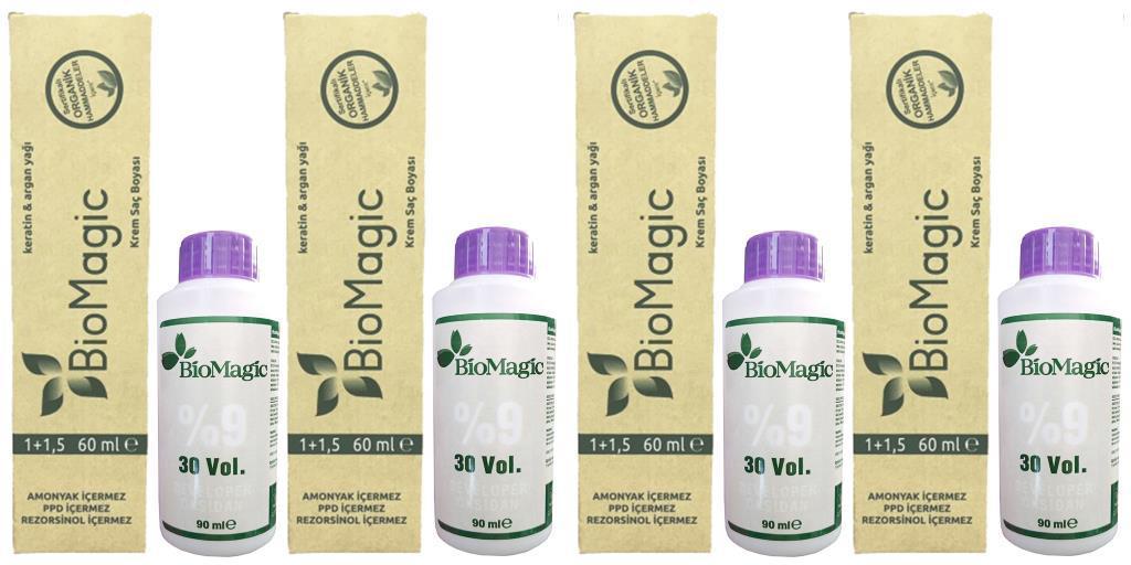 Biomagic 8.72 Açık Küllü Kumral Organik Amonyaksız Krem Saç Boyası 4x60 ml