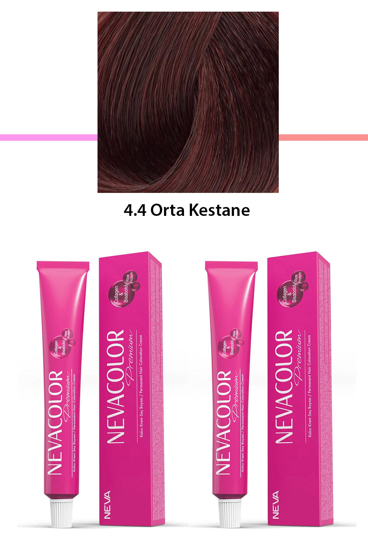 Nevacolor 4.4 Orta Kestane Organik Krem Saç Boyası 50 gr