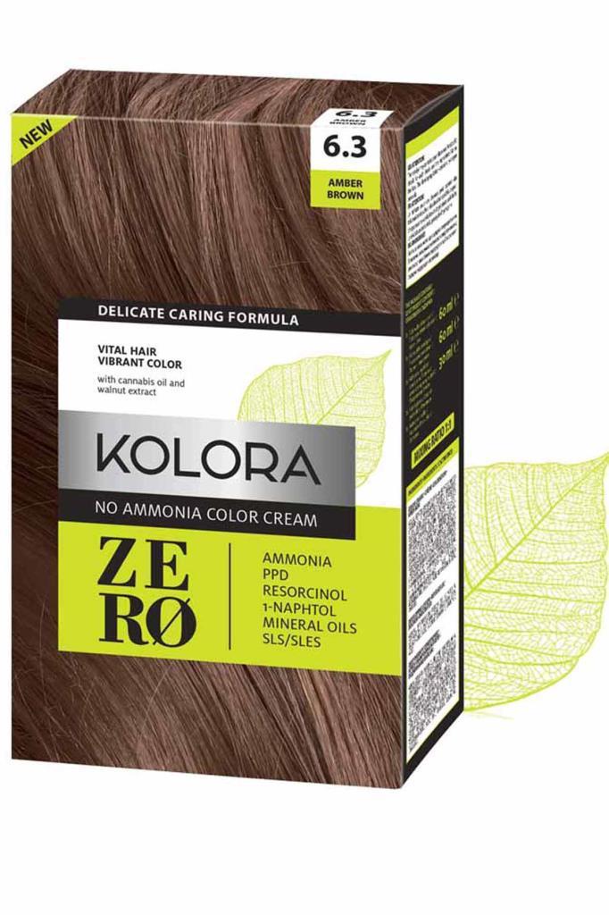 Kolora Zero 6.3 Amber Kahverengi Amonyaksız Krem Saç Boyası 150 ml