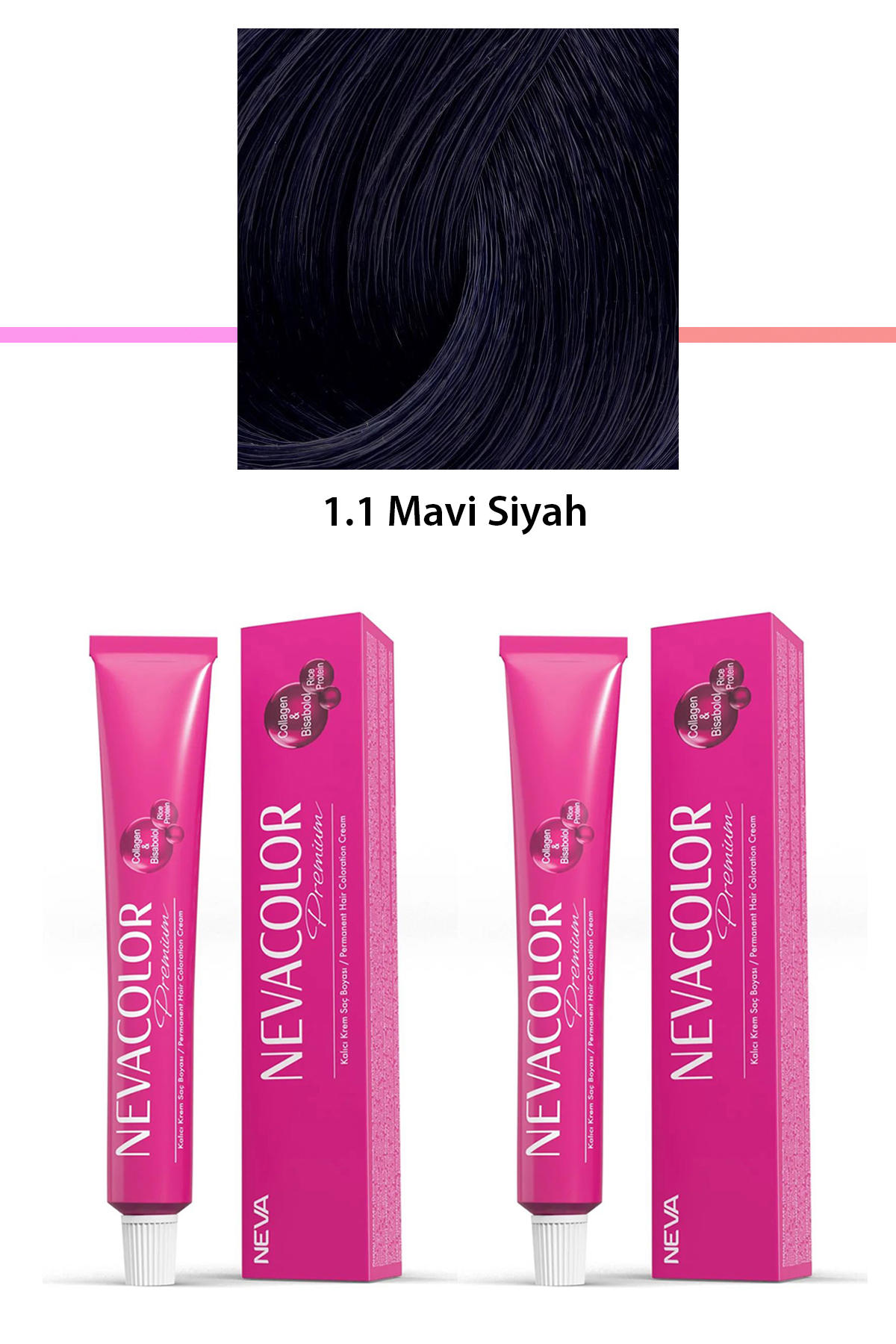 Nevacolor 1.1 Mavi Siyah Organik Krem Saç Boyası 50 gr