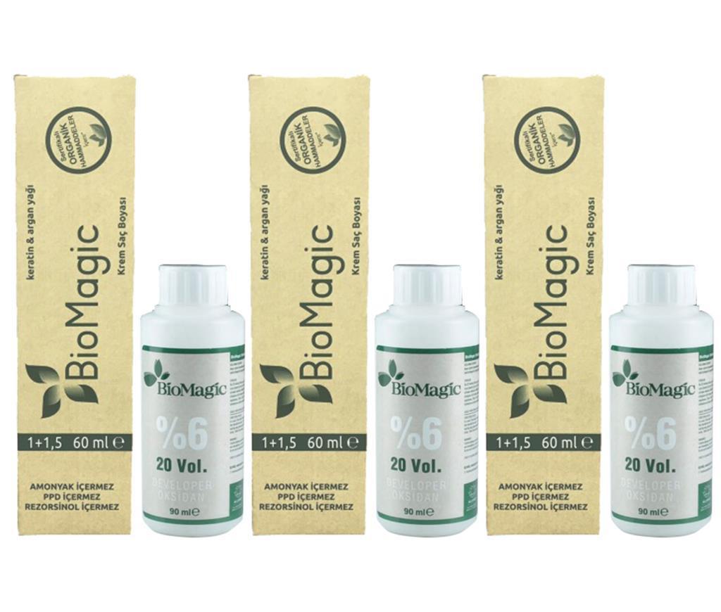 Biomagic 44.78 Bitter Organik Amonyaksız Krem Saç Boyası 3x60 ml