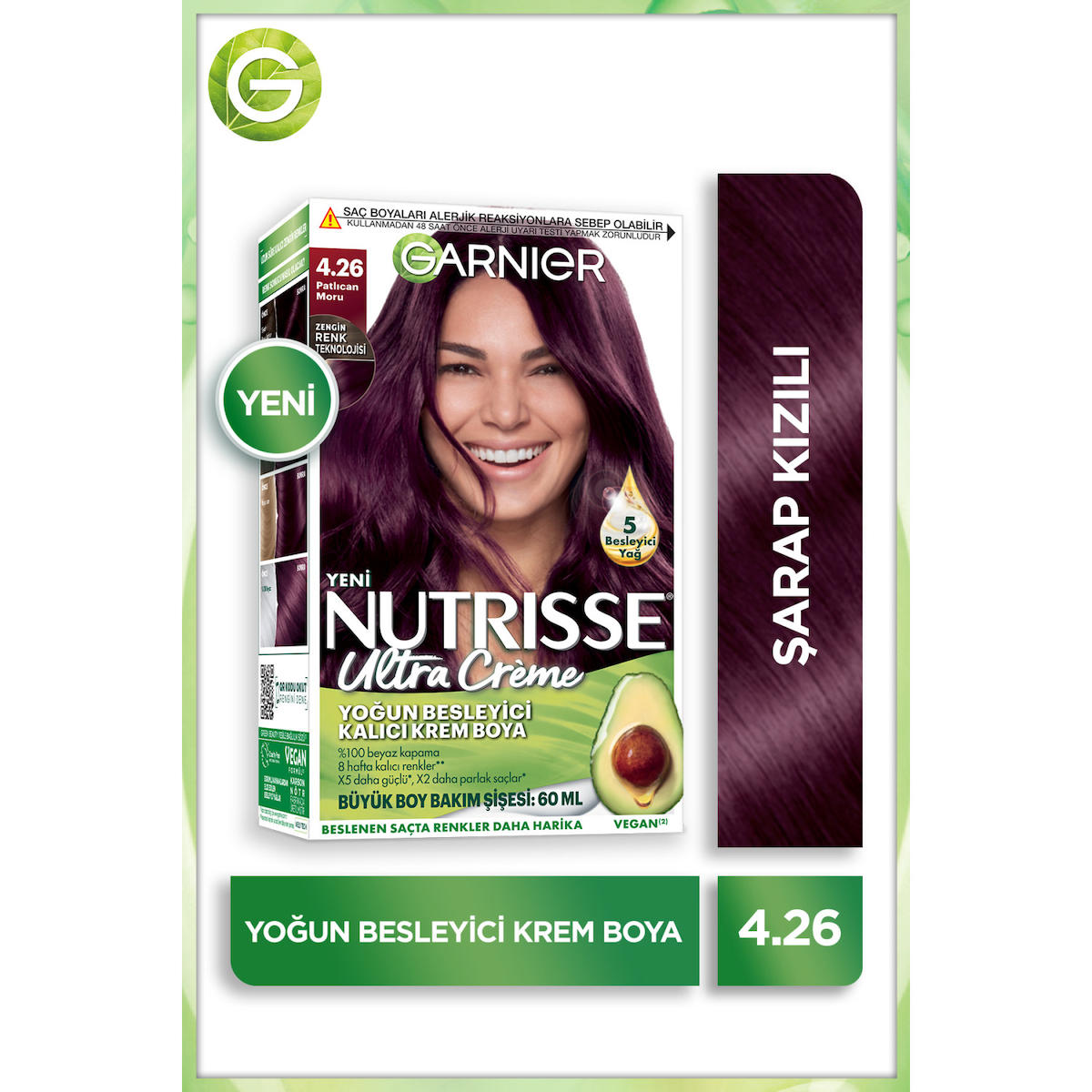 Garnier 4.26 Patlıcan Moru Vegan Krem Saç Boyası 60 ml