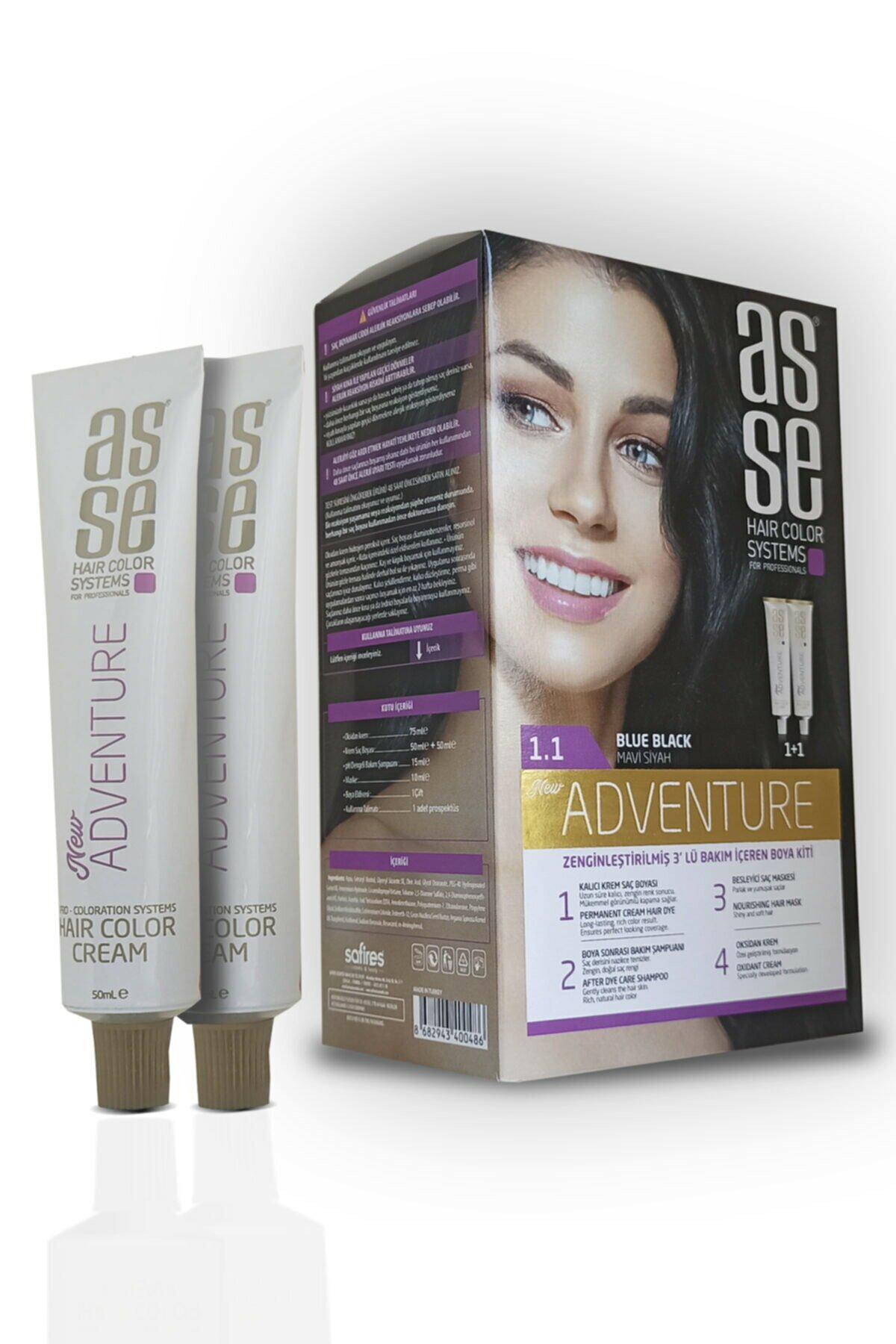 Asse 1.1 Mavi Siyah Krem Saç Boyası 2x50 ml