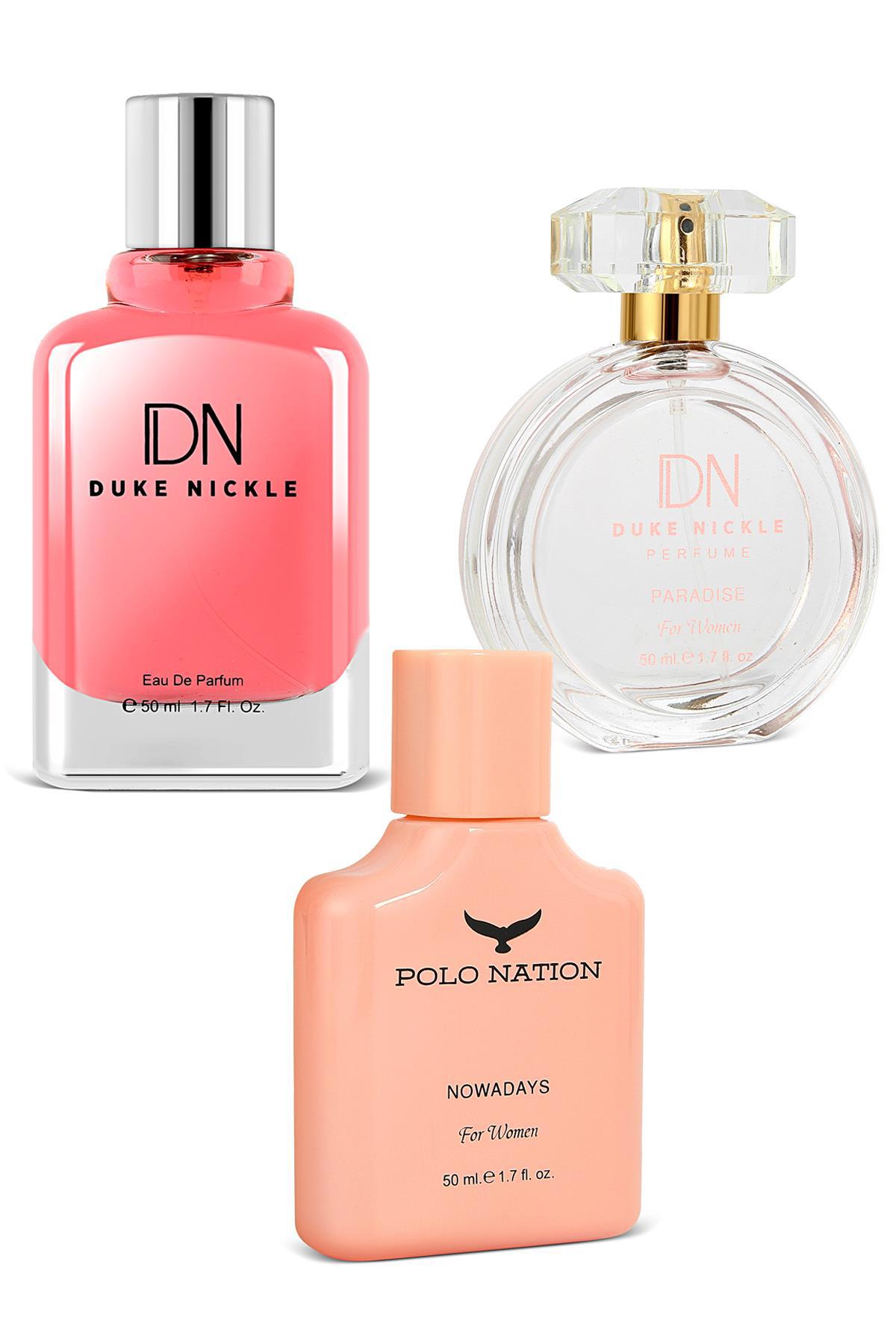 Duke Nickle Bellezza & Nowadays & Paradise EDP Çiçeksi-Meyvemsi Kadın Parfüm 3x50 ml