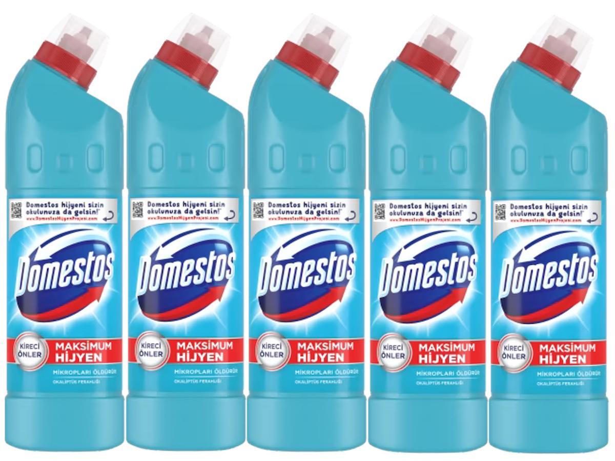 Domestos Okaliptus Ferahlığı Beyazlar İçin Sıvı Çamaşır Suyu 5x810 gr