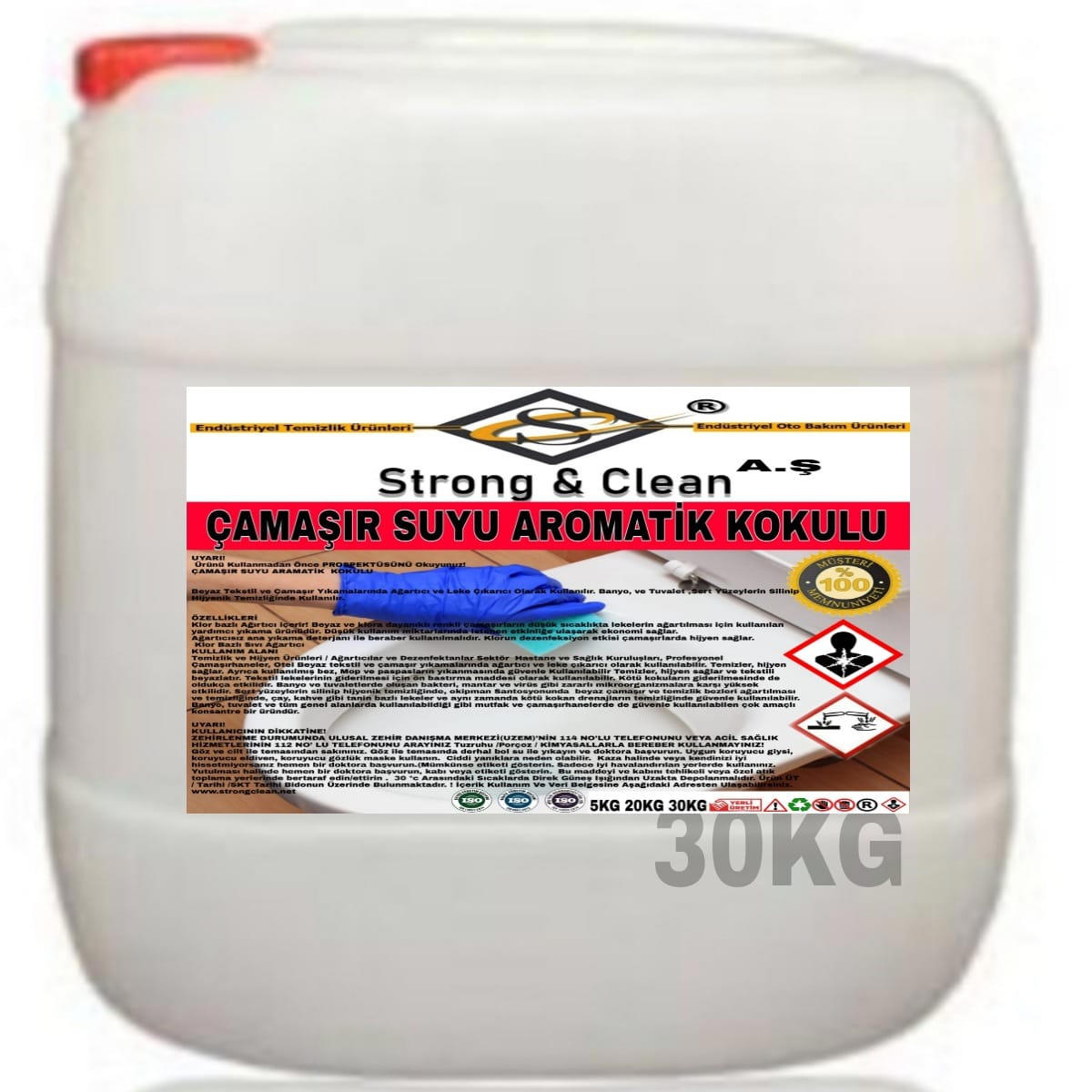 Strong & Clean Aromatik Kokulu Beyazlar İçin Sıvı Çamaşır Suyu 30 kg