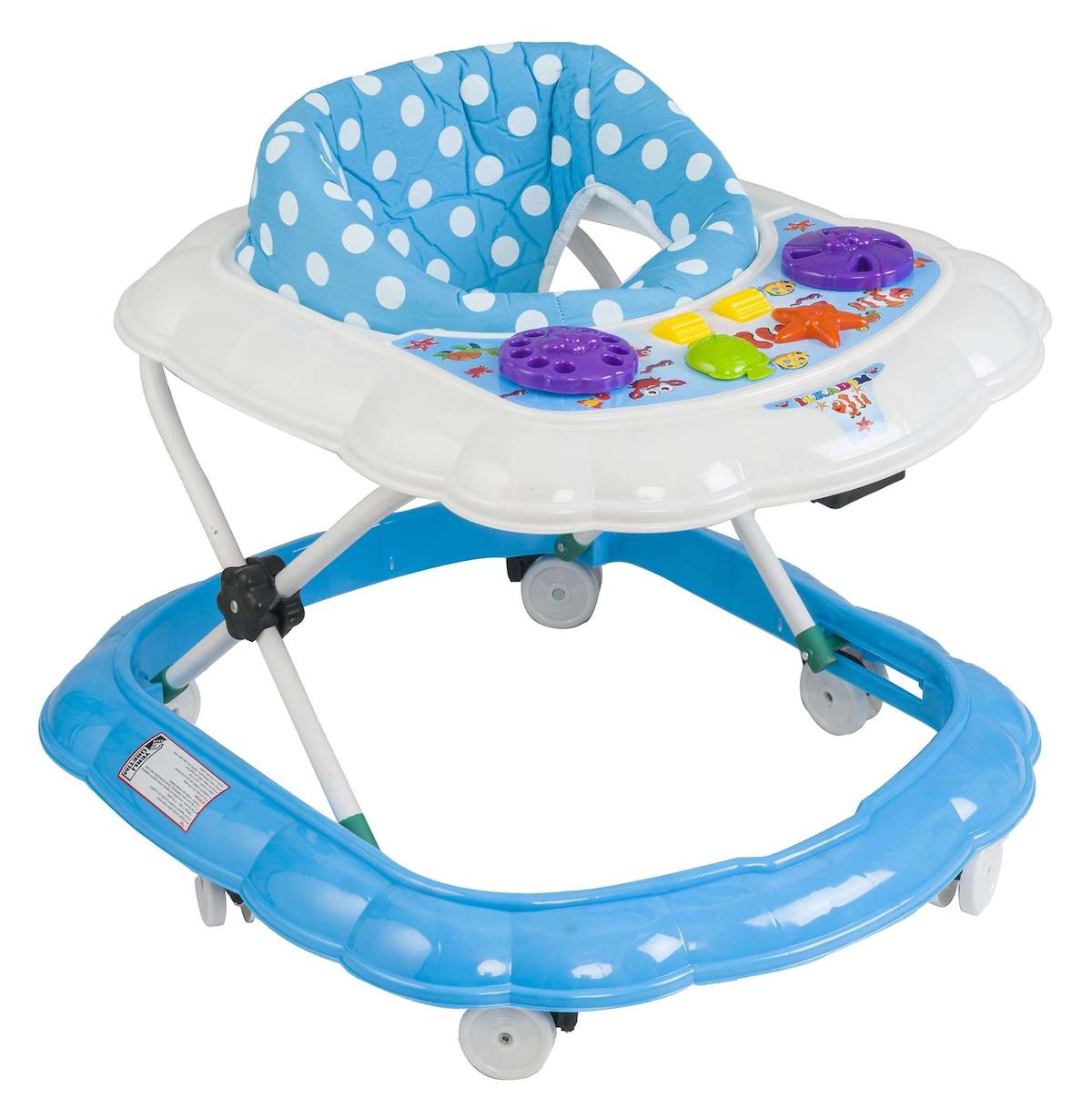 Chubby Baby Puantiyeli 6 Tekerlekli Oyuncaklı Örümcek Yürüteç Mavi