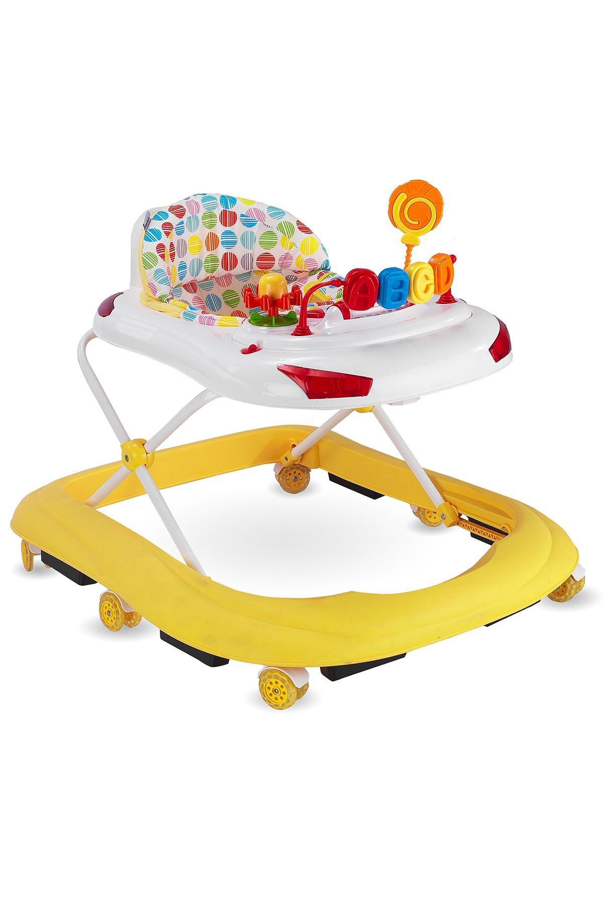 Baby Hope Tobby 218 Harfli 6 Tekerlekli Oyuncaklı Müzikli Örümcek Yürüteç Sarı