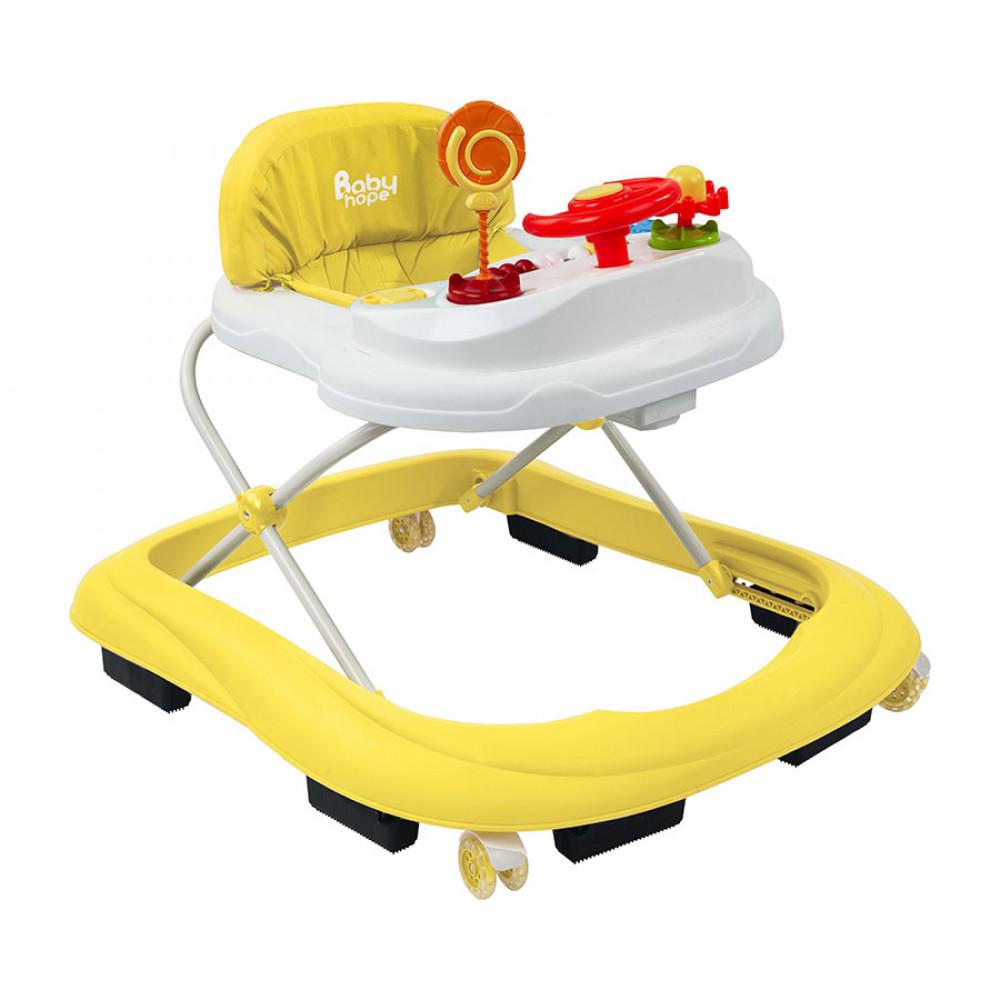 Baby Hope 217 Lüx 6 Tekerlekli Oyuncaklı Sallanan Müzikli Örümcek Yürüteç Sarı