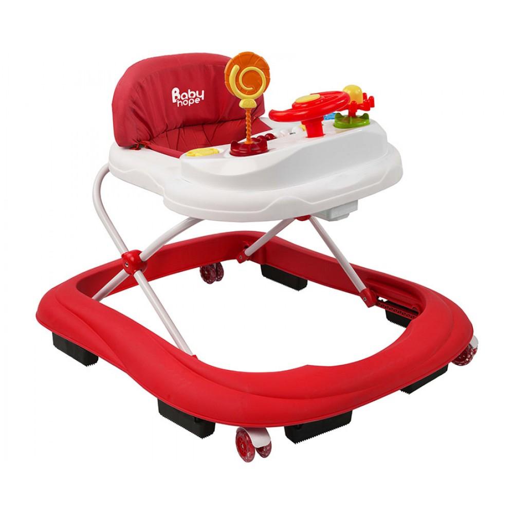 Baby Hope 217 Lüx 6 Tekerlekli Oyuncaklı Sallanan Müzikli Örümcek Yürüteç Kırmızı