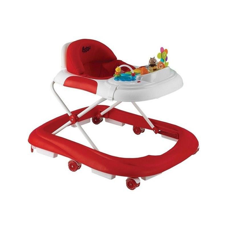 Baby Hope 213 Star Çiçekli 6 Tekerlekli Oyuncaklı Sallanan Müzikli Örümcek Yürüteç Kırmızı