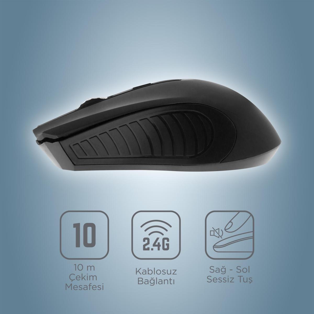 Polosmart PSW05 Sessiz Kablosuz Siyah Mouse