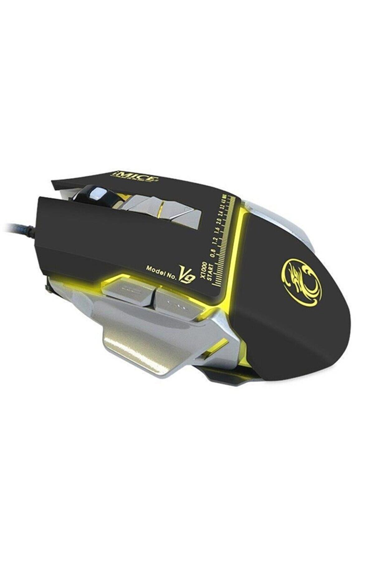 Inca V9 Makrolu Kablolu Gri-Siyah Gaming Mouse