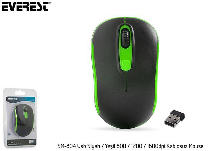 Everest SM-804 Kablosuz Yeşil Optik Mouse