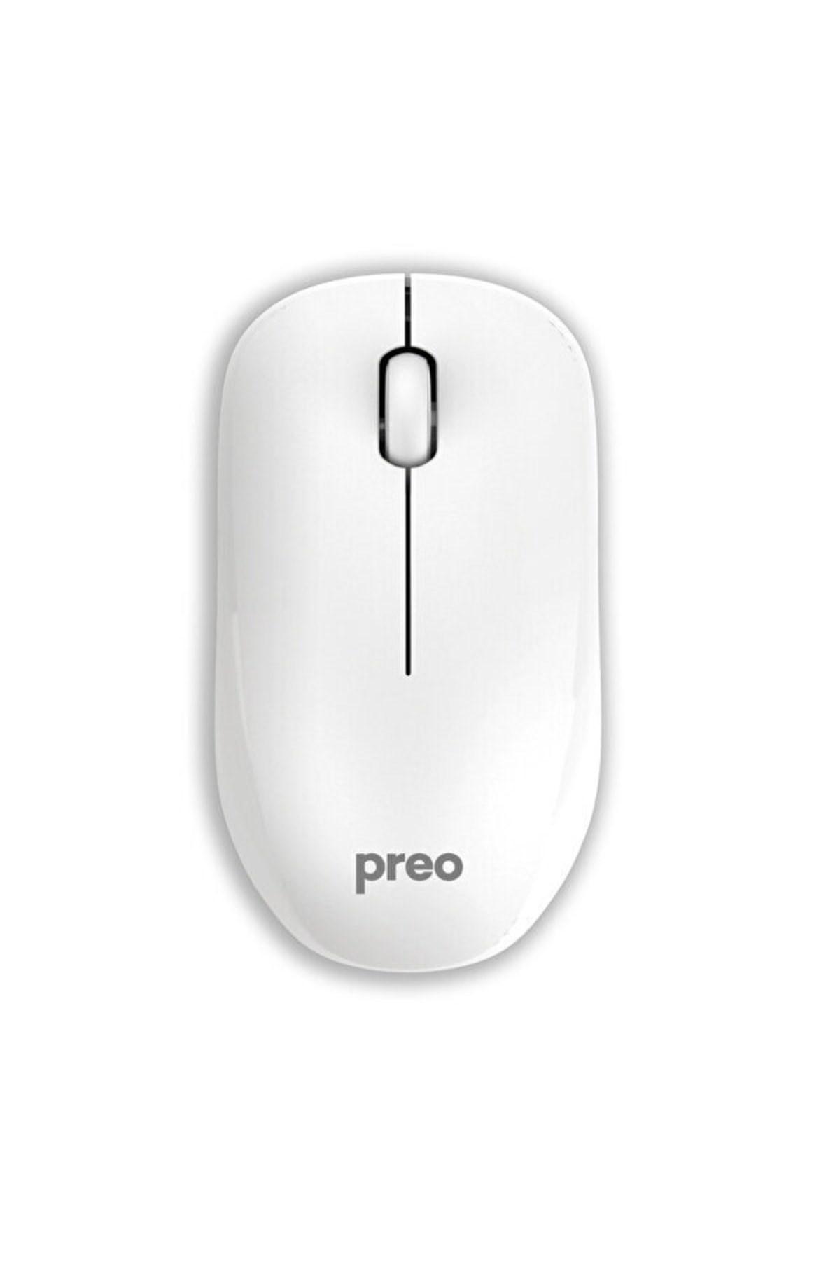 Preo M19B Sessiz Ergonomik Kablosuz Beyaz Mouse