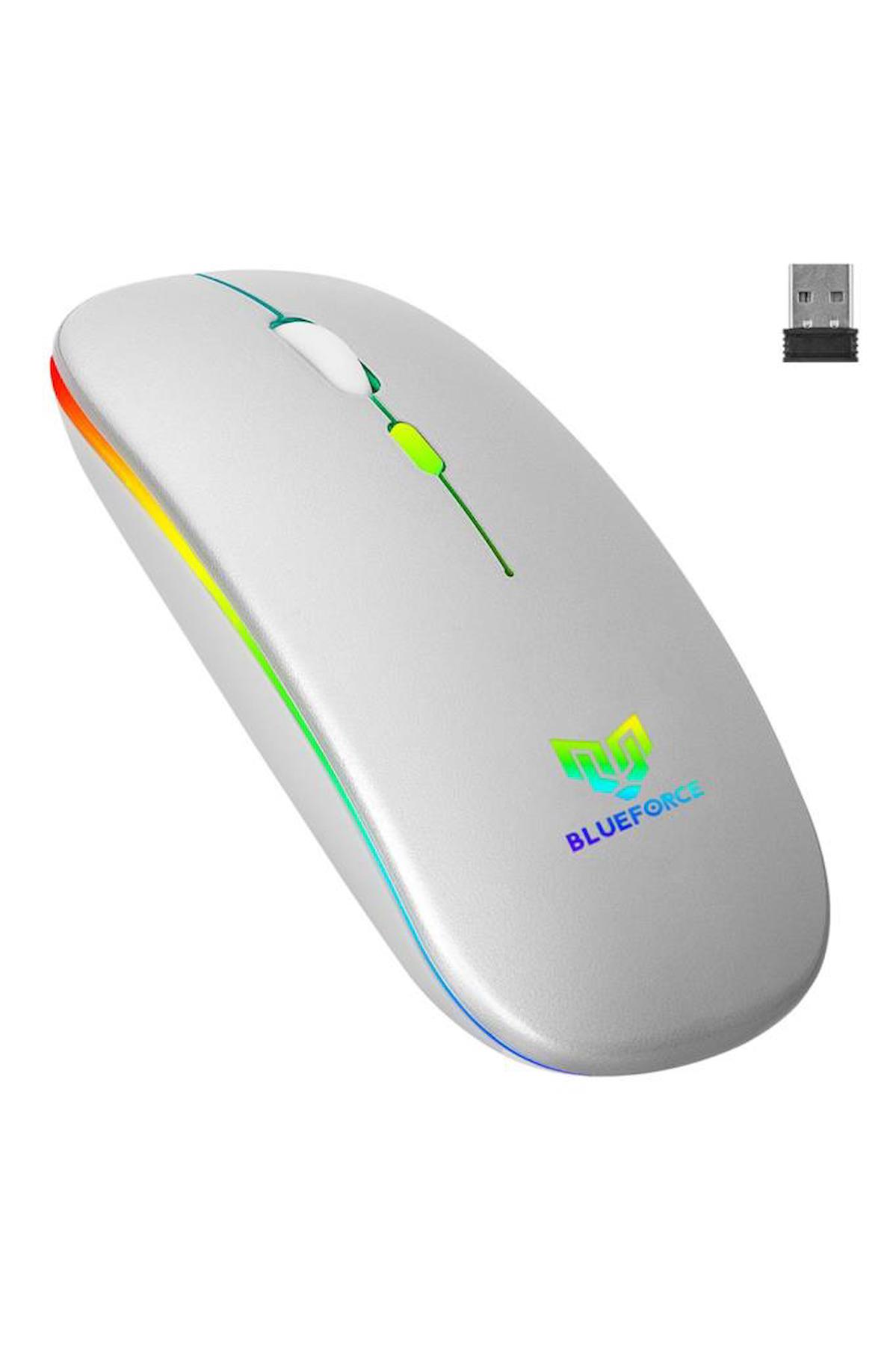 Blueforce Sessiz Kablosuz Gümüş Mouse