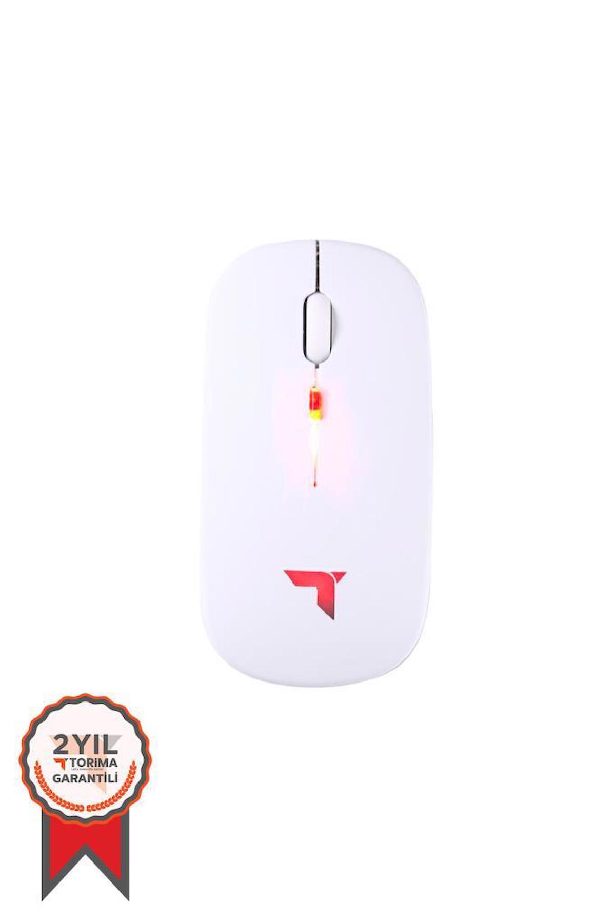 Torima Tm-12 RGB Ergonomik Kablosuz Beyaz Mouse