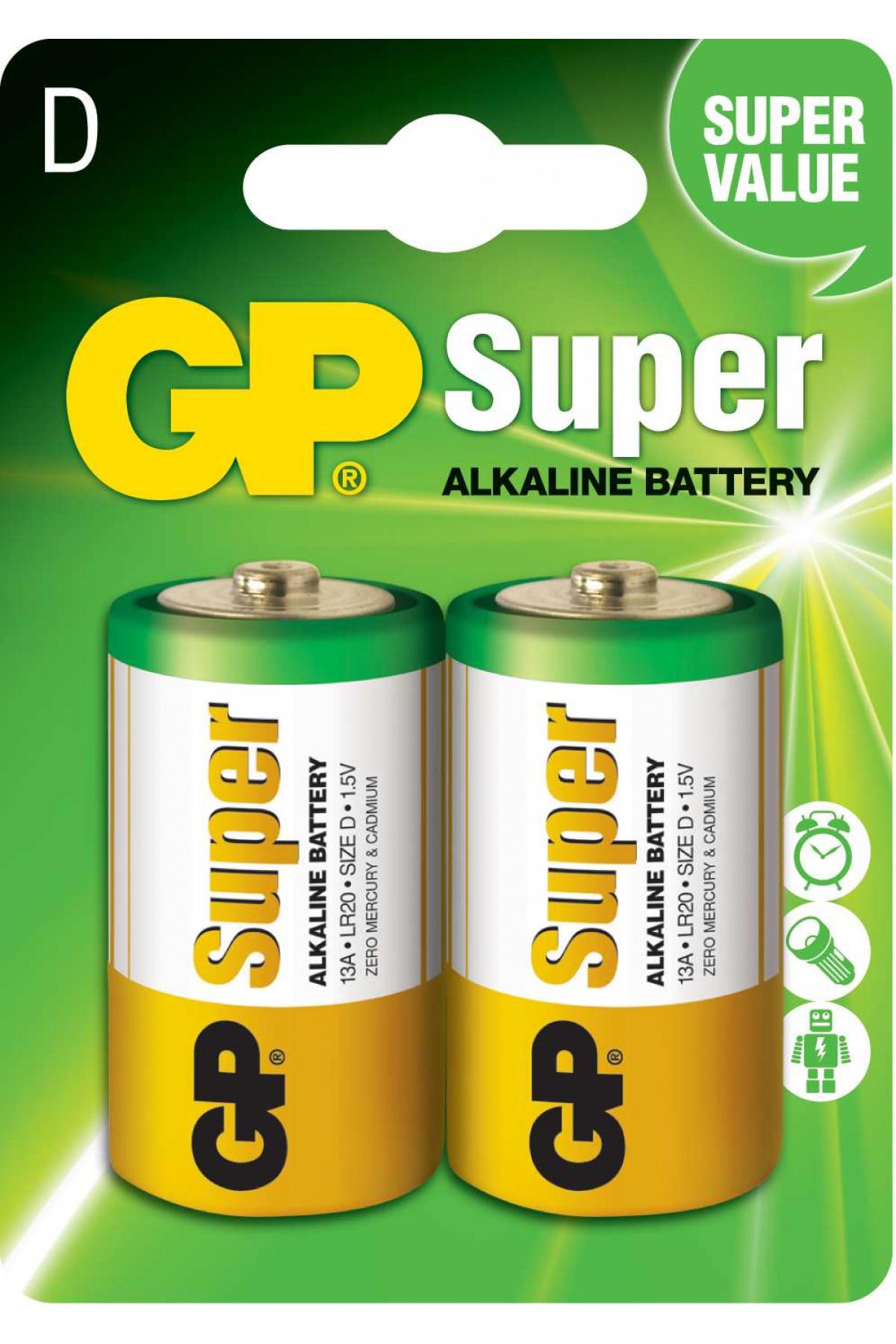 Gp LR20 1.5 V Alkalin D / Büyük Pil 2'li