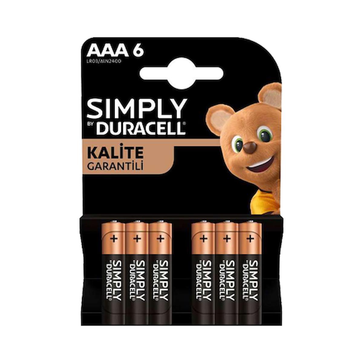 Duracell LR03/MN2400 1.5 V Alkalin AAA / İnce Kalem Pil 6'lı