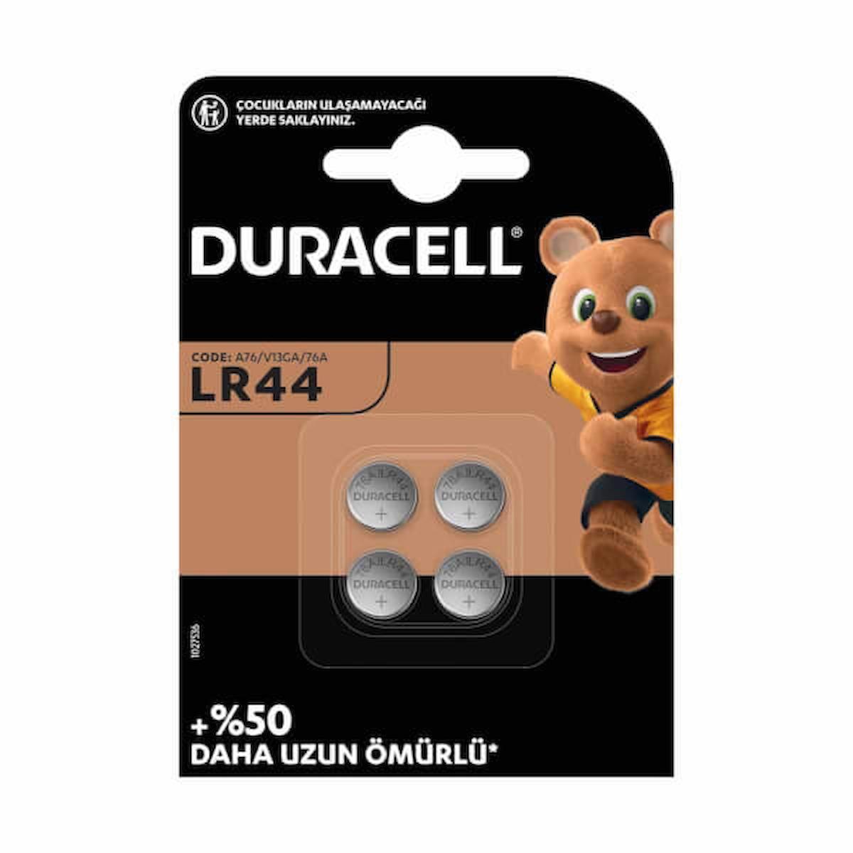 Duracell LR44 1.5 V Lityum Düğme Pil 4'lü
