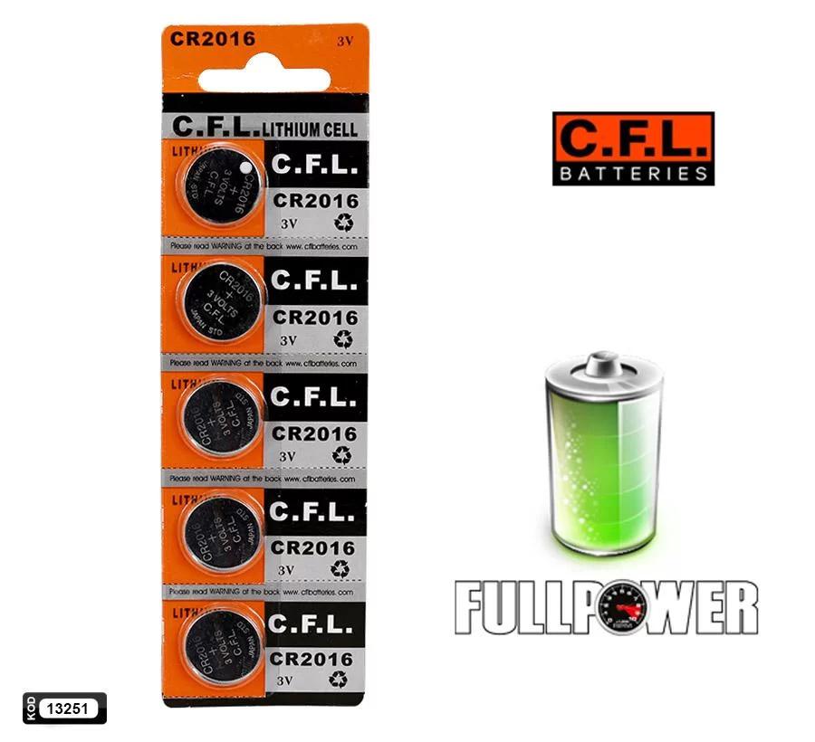 CFL CR2016 3 V Lityum Düğme Pil 5'li
