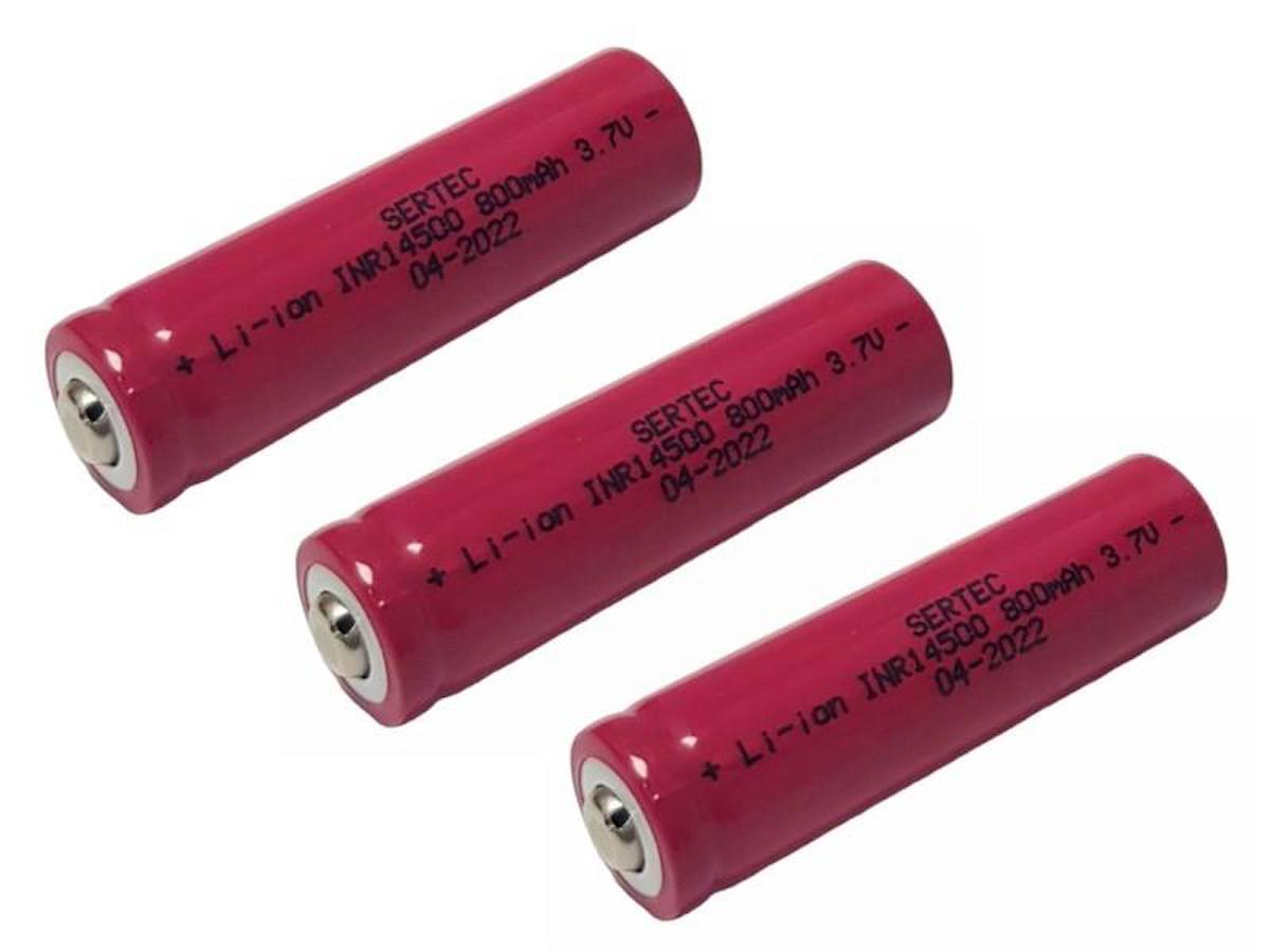 Sertec 14500 3.7 V 800 mAh Li-ion Şarjlı Pil 3'lü