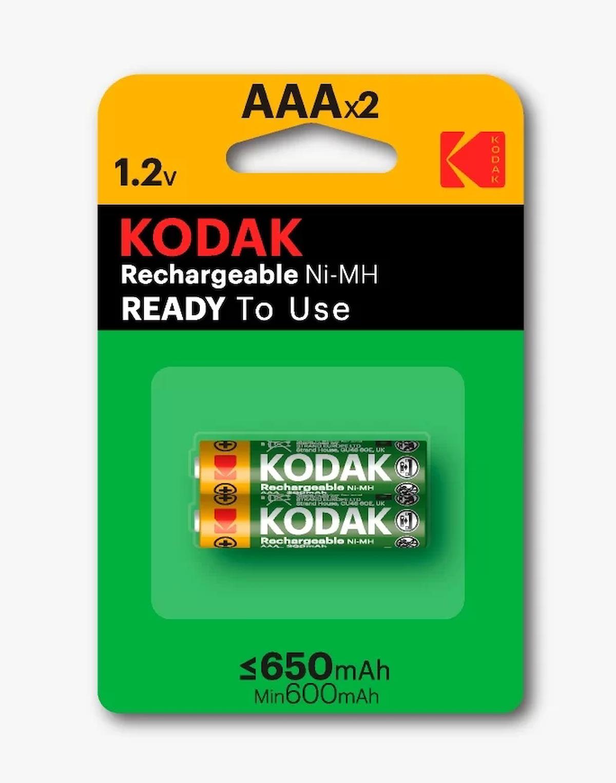 Kodak 1.2 V 650 mAh AAA / İnce Kalem Şarjlı Pil 2'li