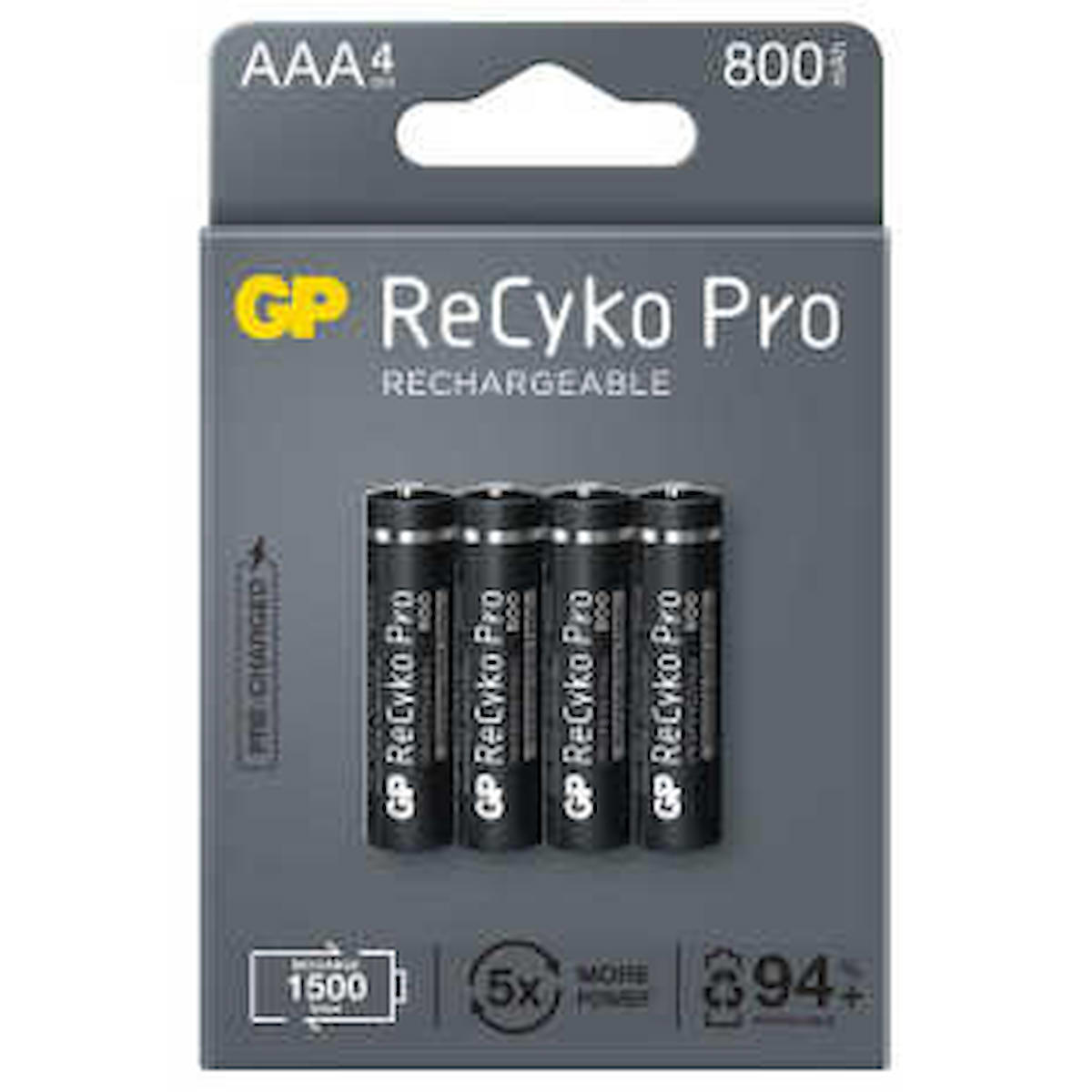 Gp Recyko 1.2 V 800 mAh Ni-Mh AAA / İnce Kalem Şarjlı Pil 4'lü