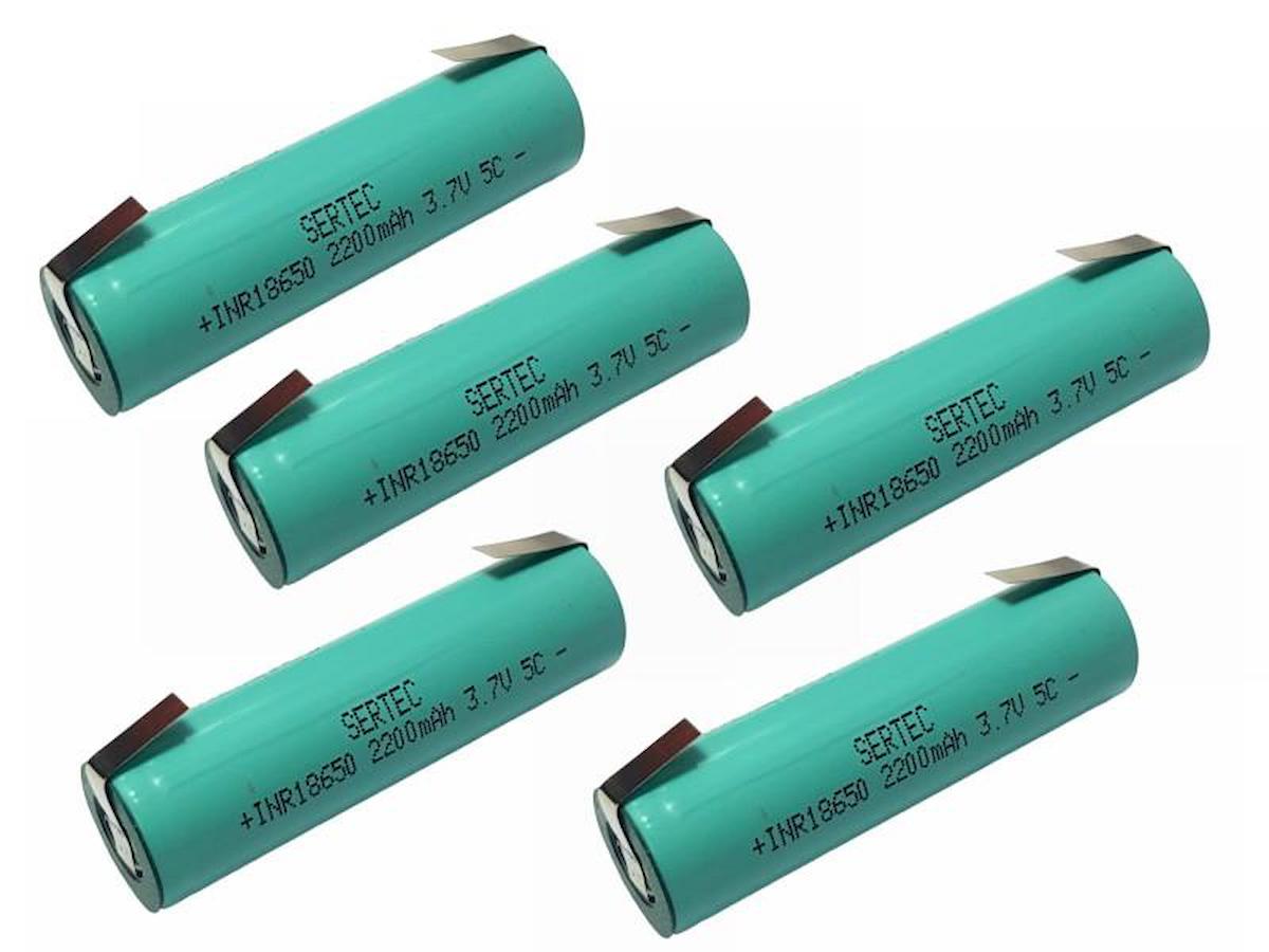 Sertec 18650 3.7 V 2200 mAh Li-ion Şarjlı Pil 5'li
