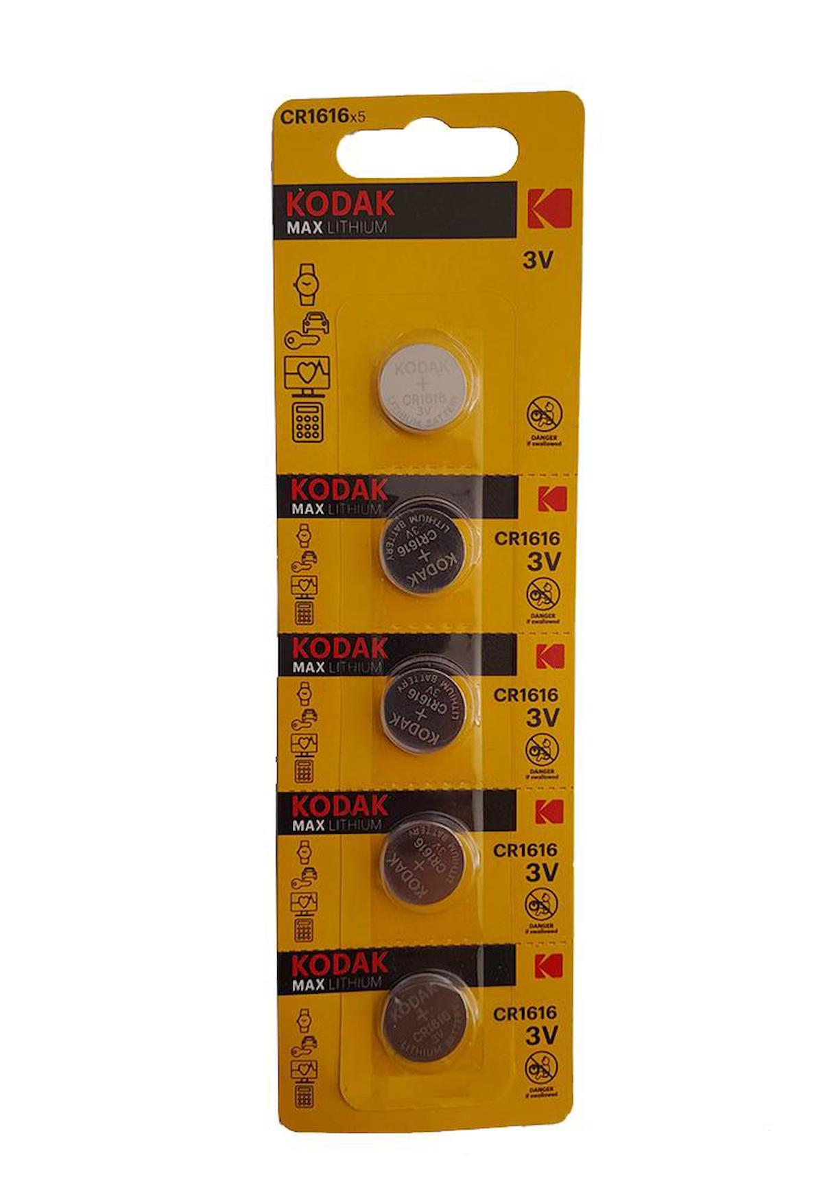 Kodak CR1616 3 V Lityum Düğme Pil 5'li