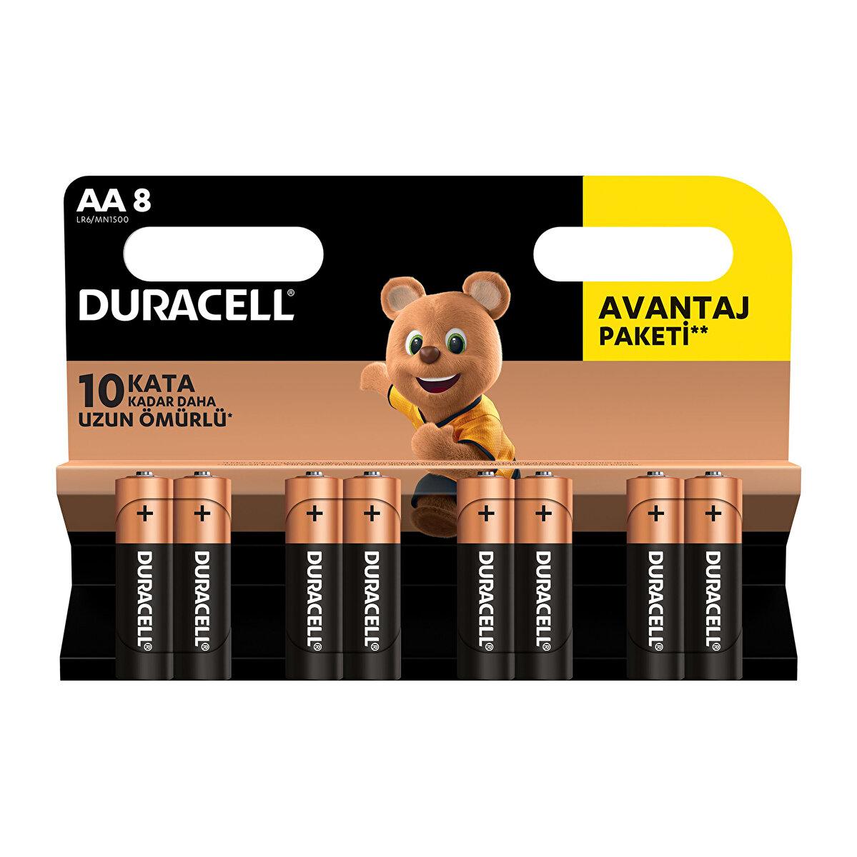 Duracell LR6/MN1500 Alkalin AA / Kalem Pil 8'li