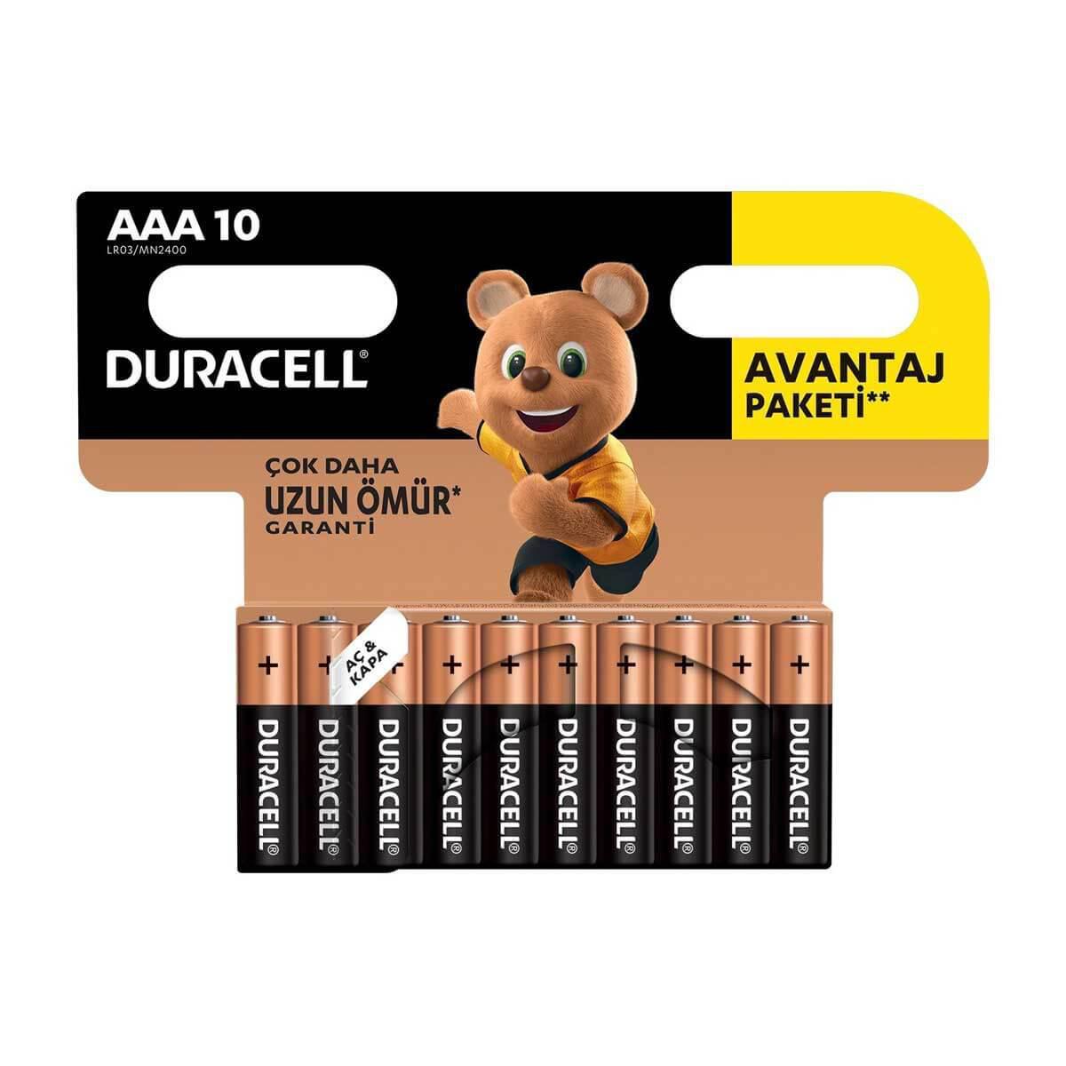 Duracell LR6/MN1500 1.5 V Alkalin AAA / İnce Kalem Pil 10'lu
