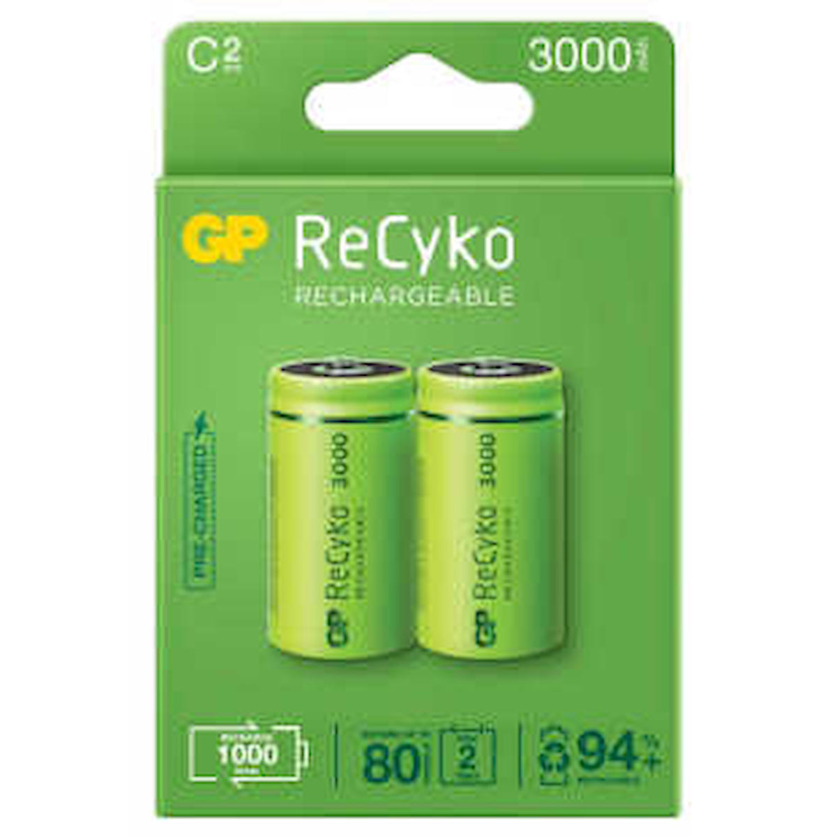 Gp Recyko 1.2 V Ni-Mh C / Orta Şarjlı Pil 2'li