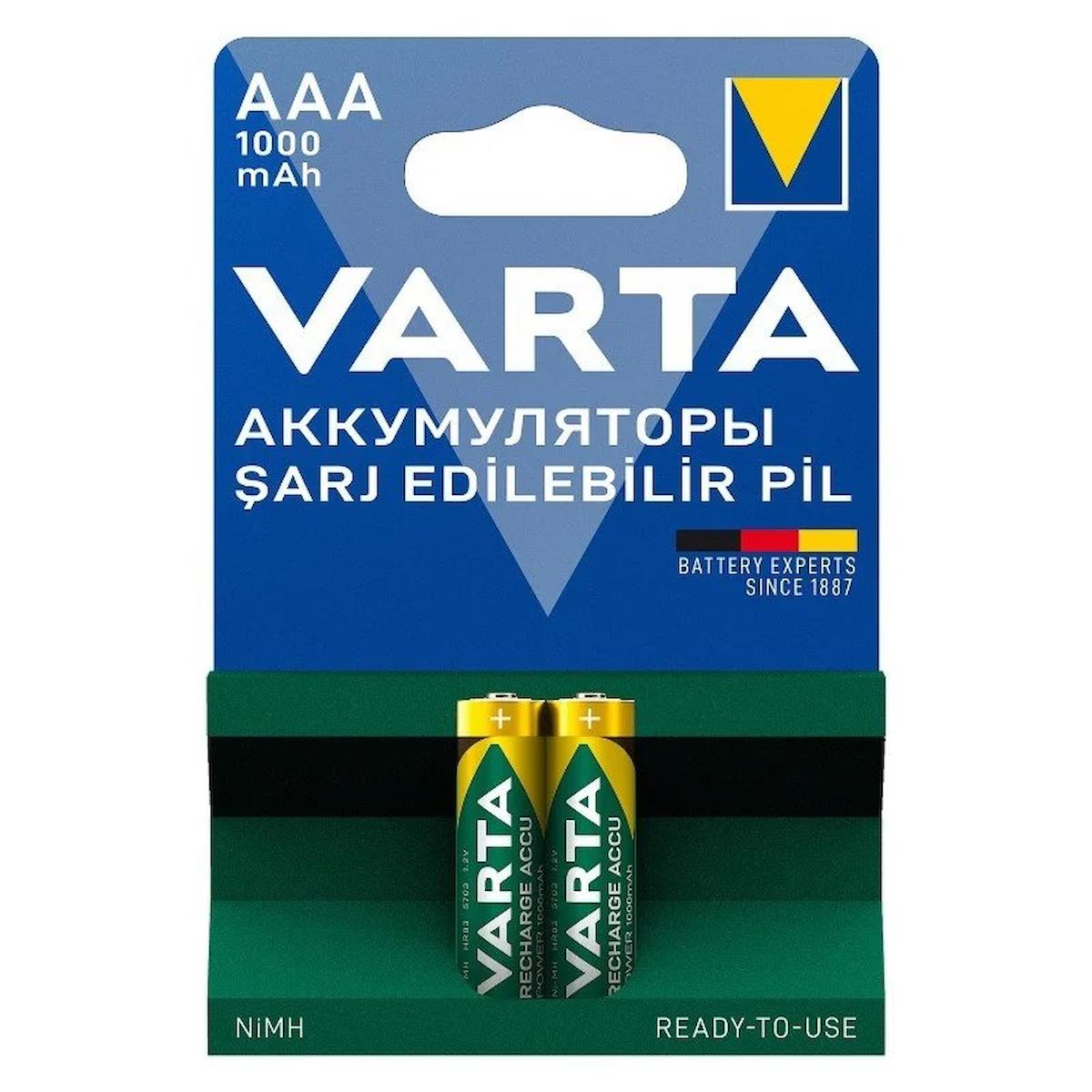 Varta 5703 1.2 V 1000 mAh Ni-Mh AAA / İnce Kalem Şarjlı Pil 2'li
