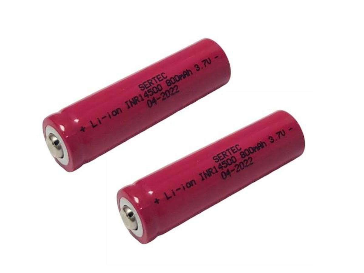 Sertec 14500 3.7 V 800 mAh Li-ion Şarjlı Pil 2'li