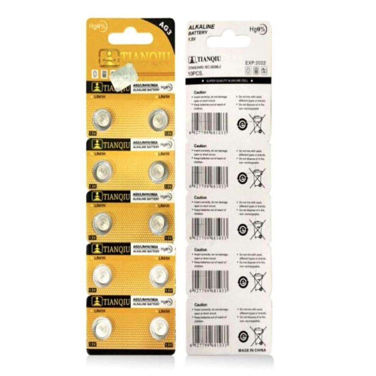 Hellove AG3 LR41H392A 1.5 V Alkalin Düğme Pil 10'lu