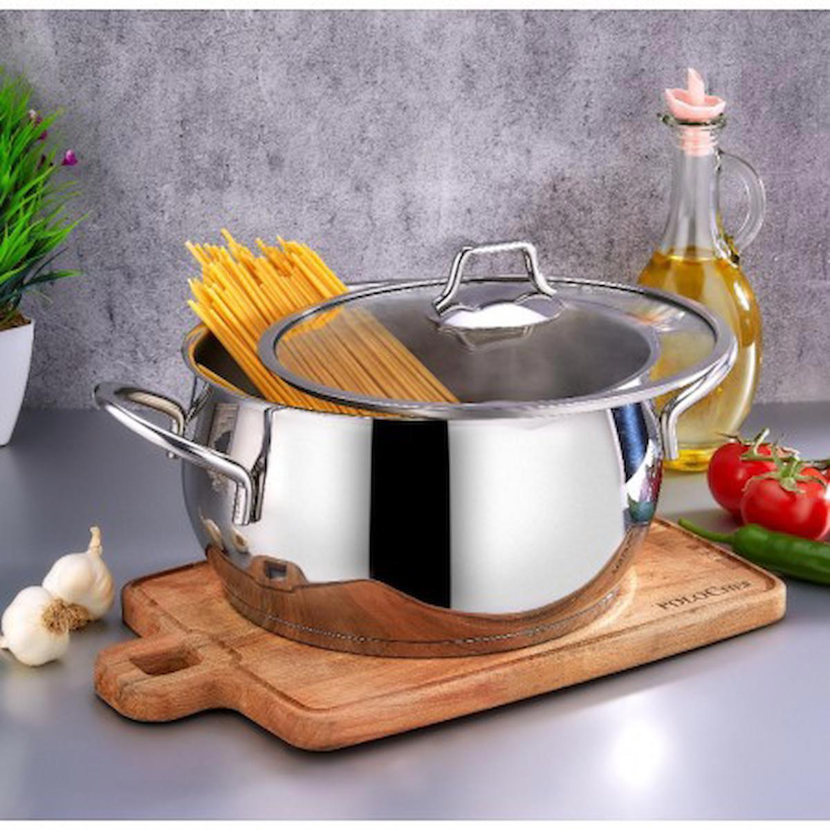 Bersachef 22 cm Paslanmaz Çelik Derin Tencere