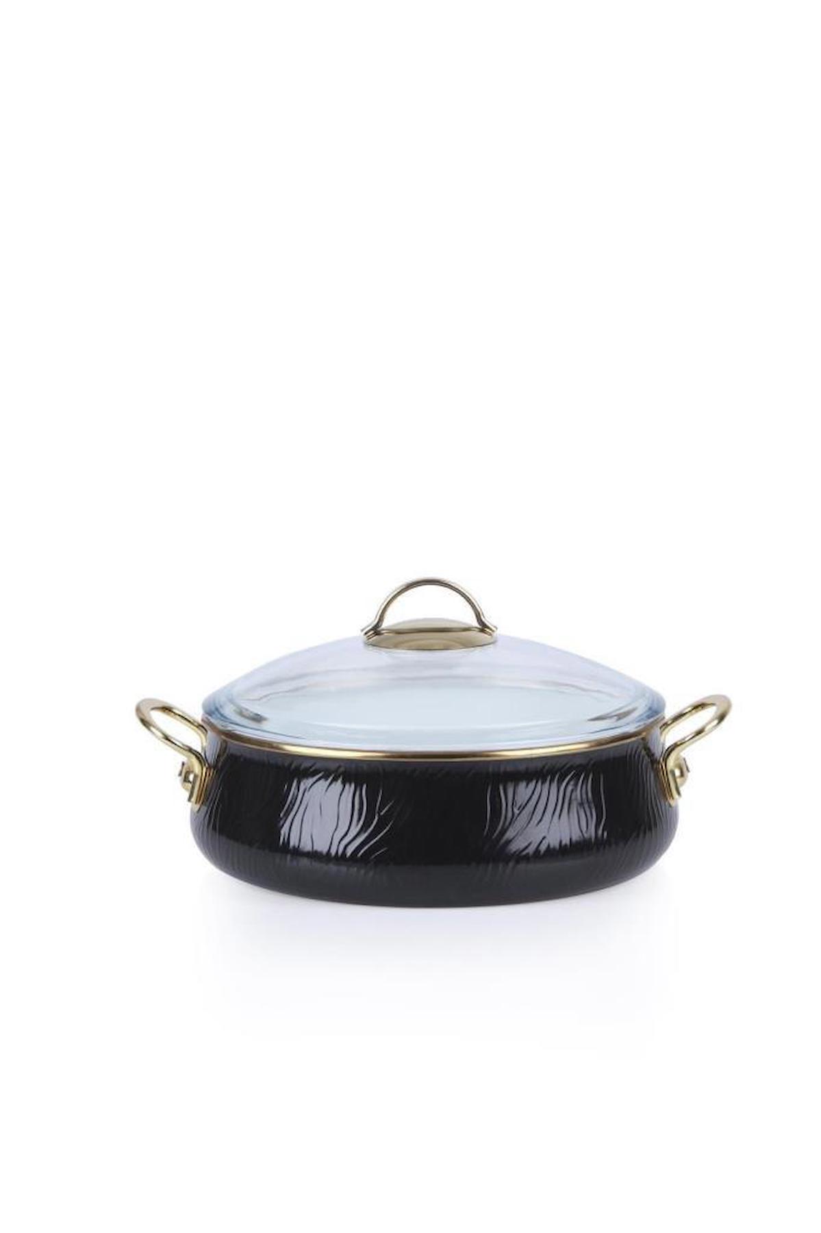 Acar Qualita Xap-011523/6 Cam Kapaklı 28 cm Emaye Karnıyarık Tenceresi