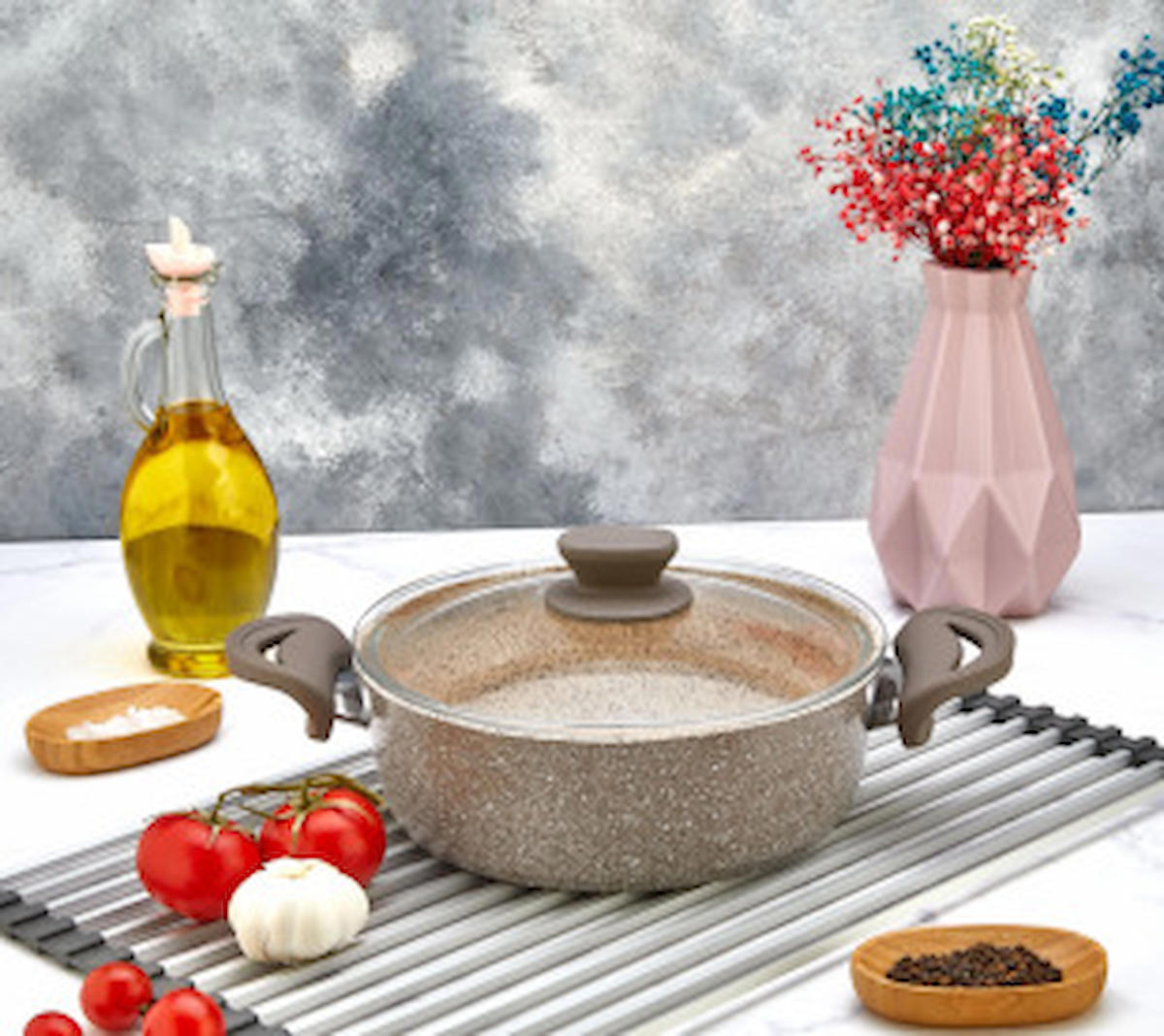 Bersachef Panamera 22 cm Granit Basık Tencere